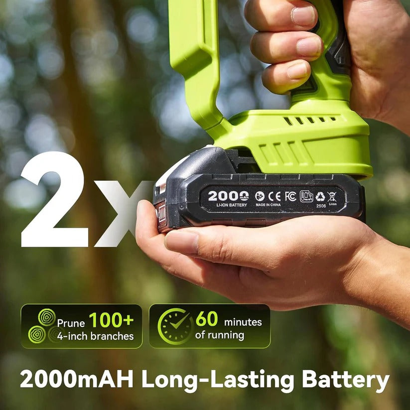 1000W Battery Powered Mini Chainsaw with 2 Batteries, 6 and 8 Inch Blade for Branch and Wood Cutting 3