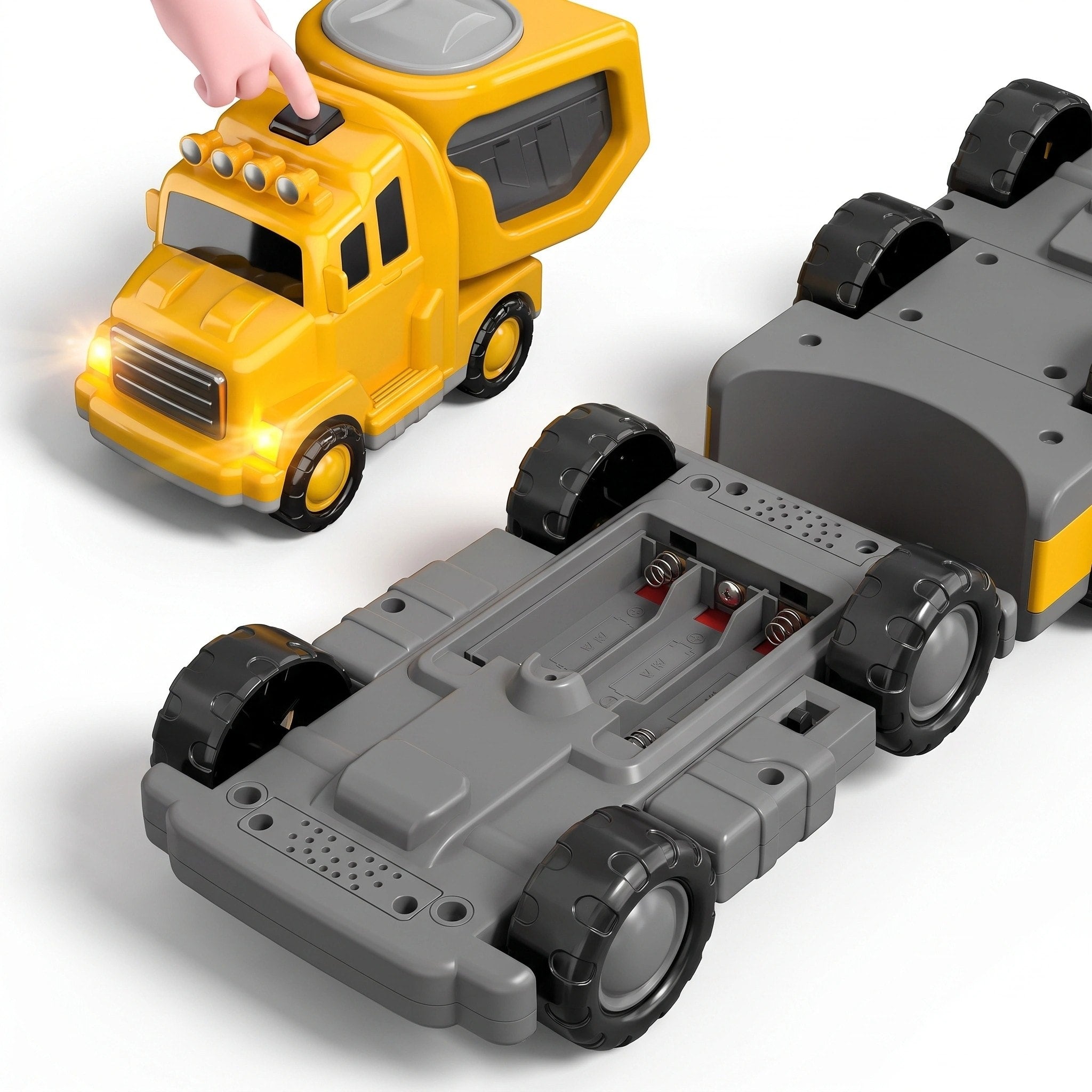 Ensemble de jouets camion de construction 5 pièces avec transporteur, véhicules à traction arrière et lumières
