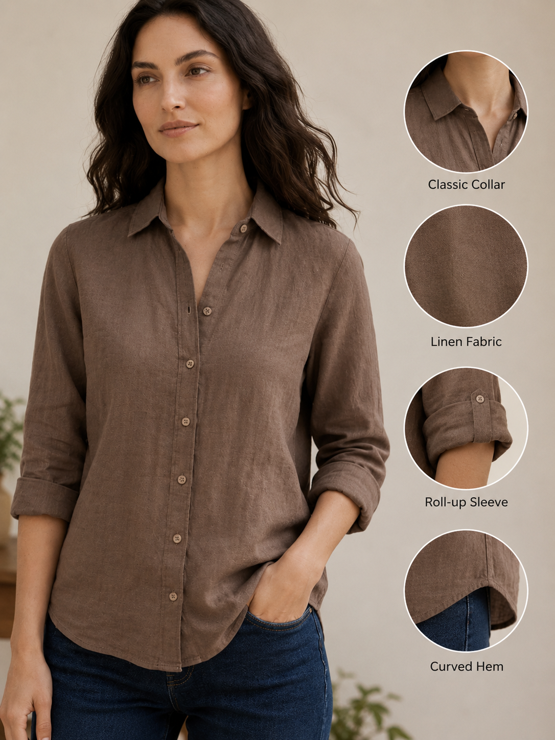 Women's Soft Drape Long Sleeve Blouse | Elegant Relaxed Fit Top for All Seasons