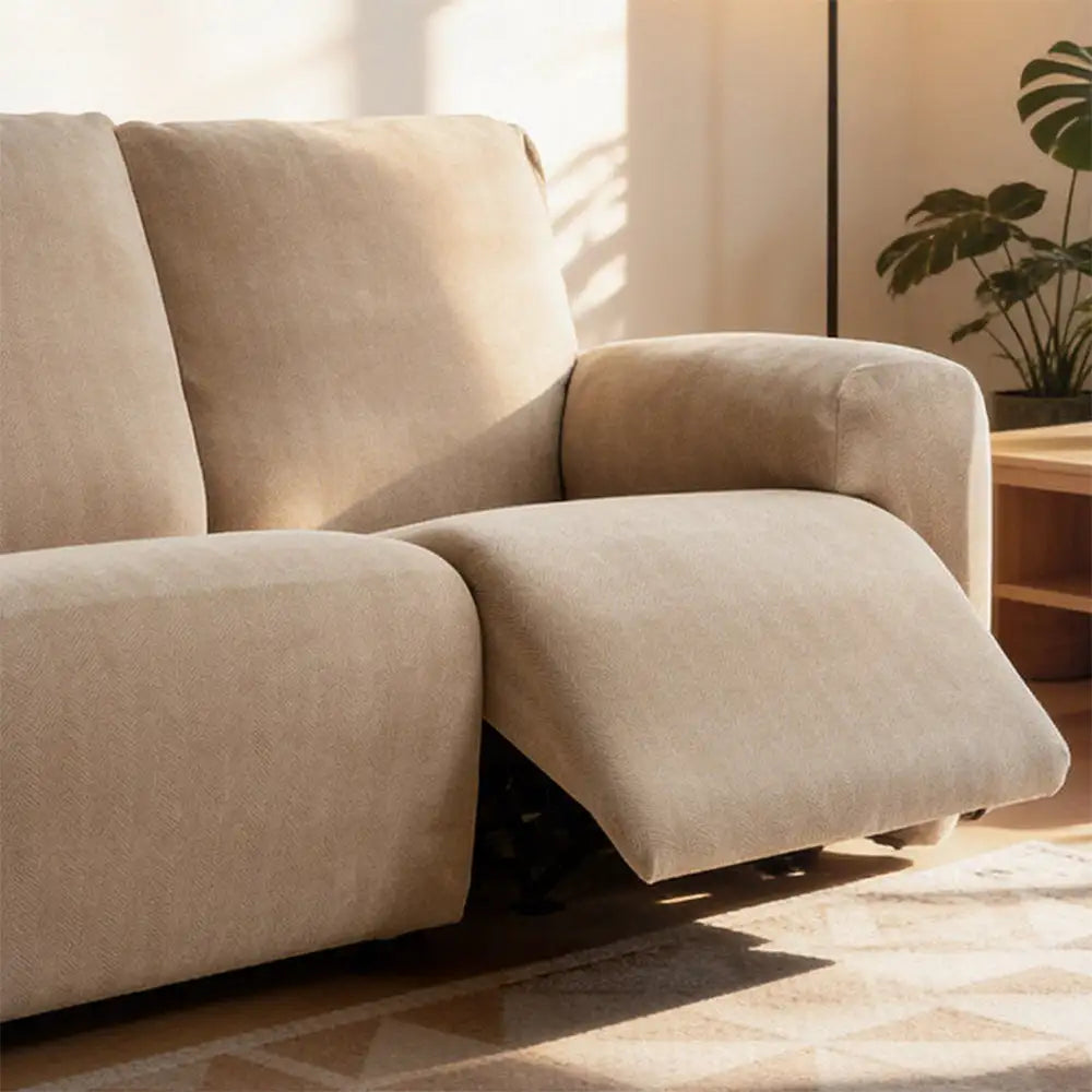 Chenille Herringbone Elastic Full-Coverage Recliner Couch Cover 4