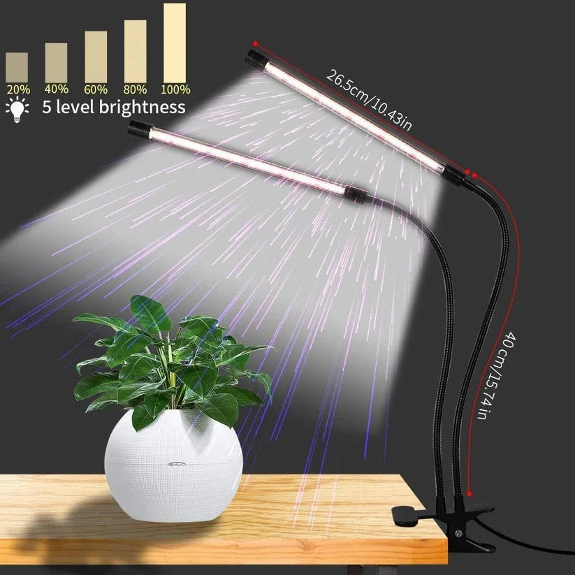 Clip On Plant Grow Light with Timer and Dual Gooseneck Arms for Indoor Use 3
