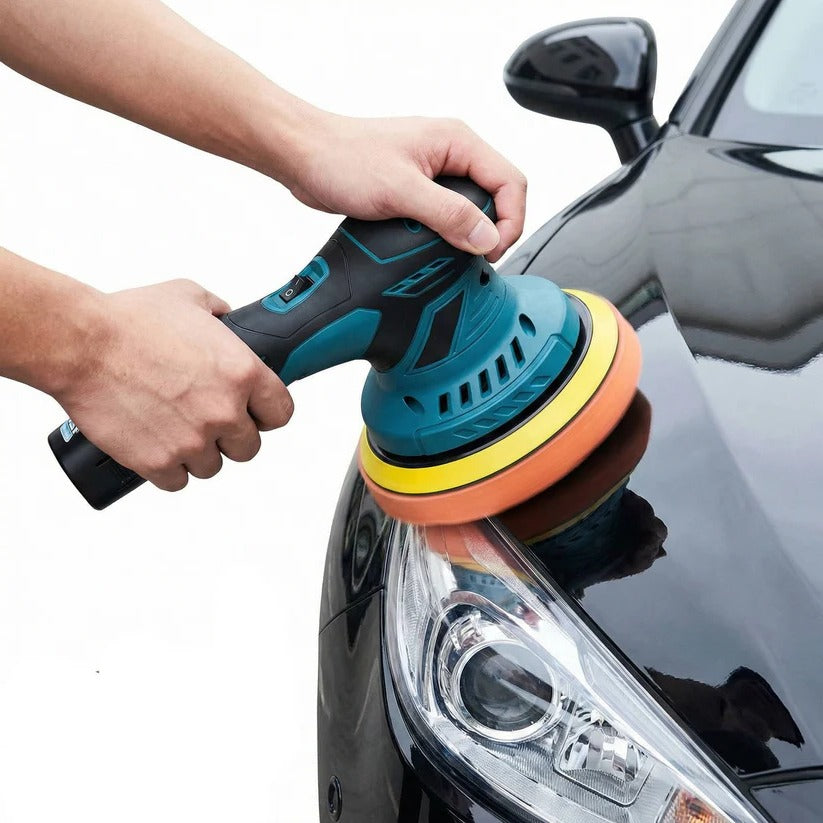 Cordless Dual Action Car Polisher with 6 Variable Speeds and 9mm Orbit, 6 Inch Pad 0