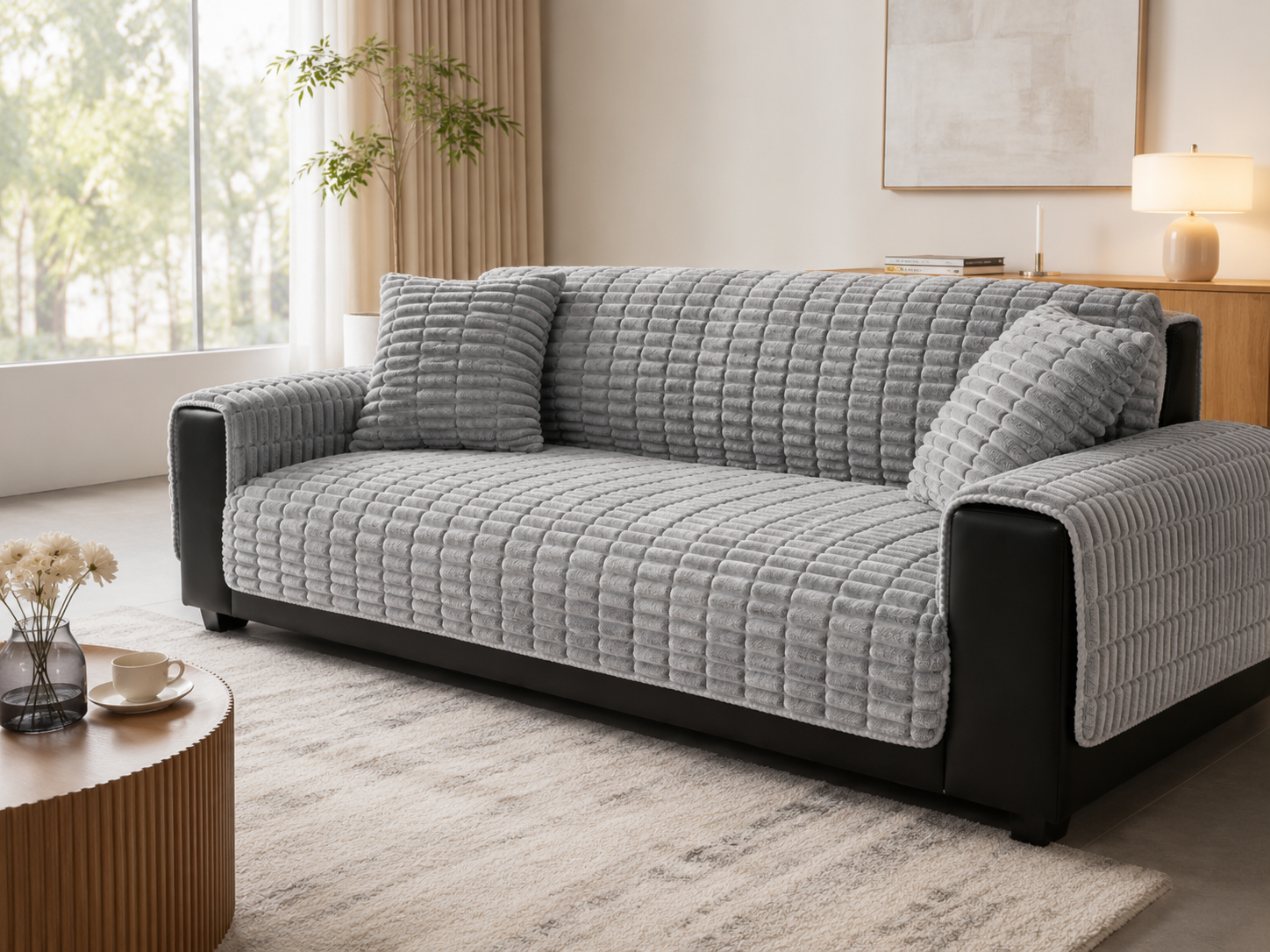 Cozy Flannel | Waterproof Sofa Cover with Non-Slip Backing | Pet-Friendly Protection for Ultimate Comfort 5