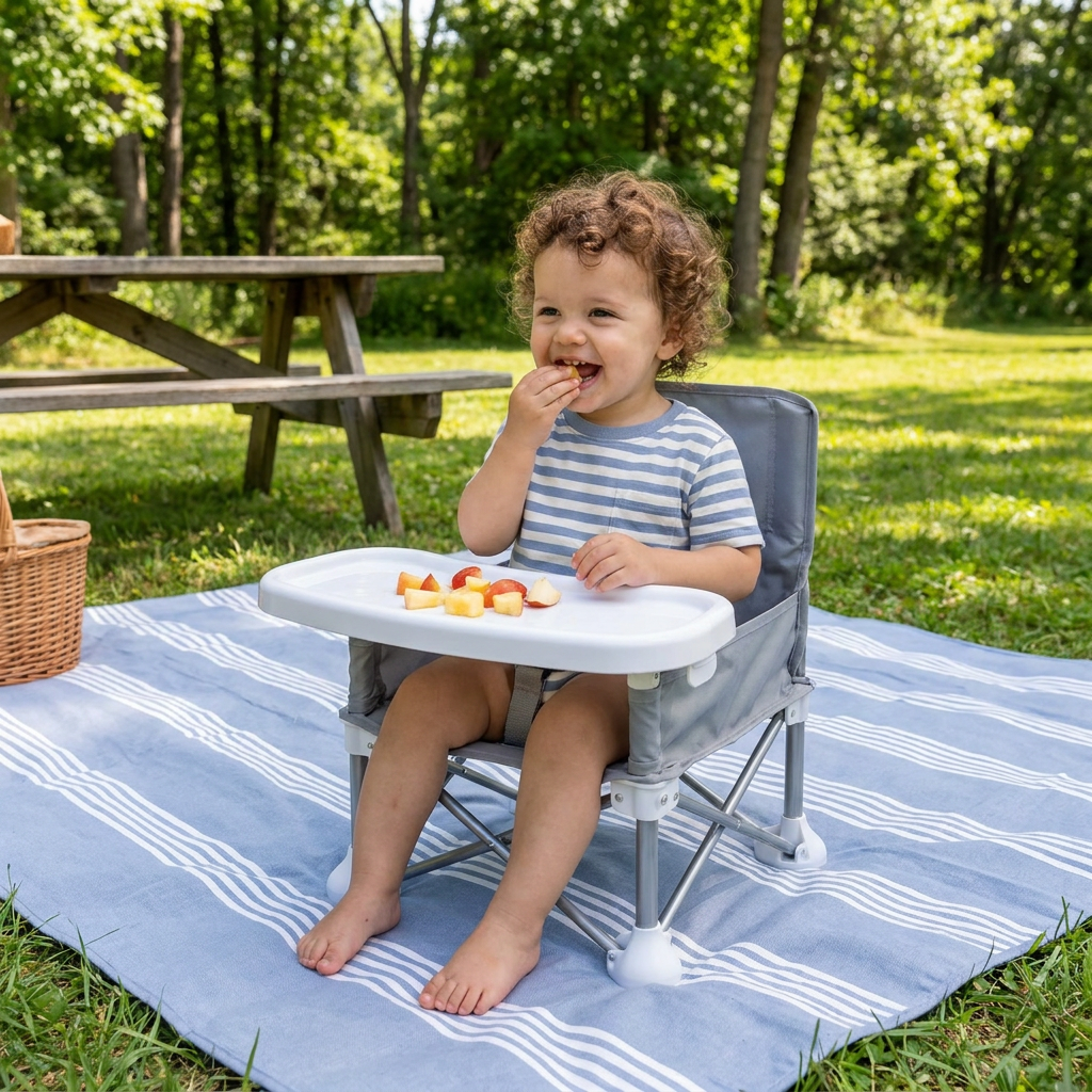 Foldable Baby Camping Chair with Tray for On the Go 0