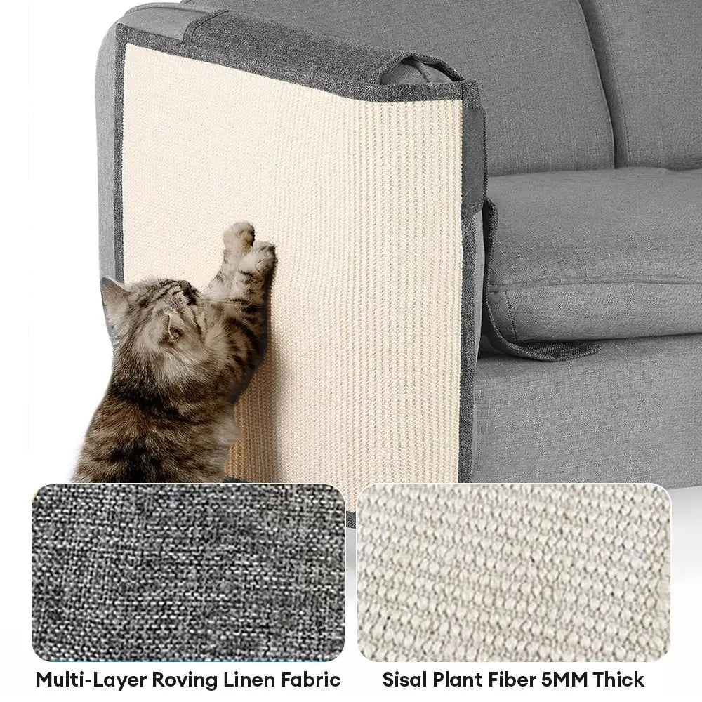 Fully Wrapped Cat Scratcher Mat Faux Sisal Sofa Armrest Protection for Cats 3