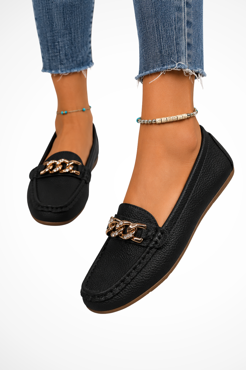 Henrietta | Women Orthopedic Chain Detail Slip On Loafers 2