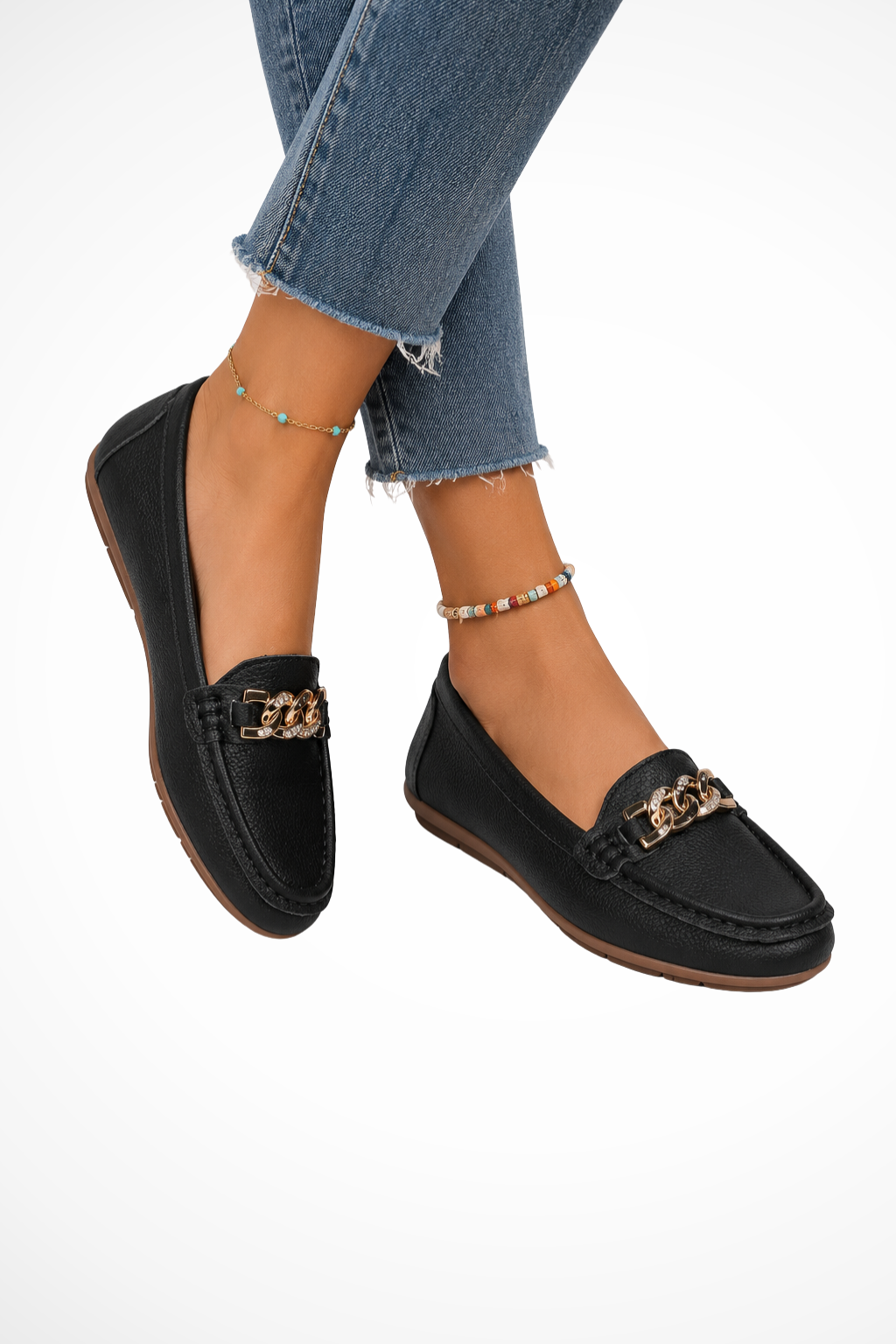 Henrietta | Women Orthopedic Chain Detail Slip On Loafers 4