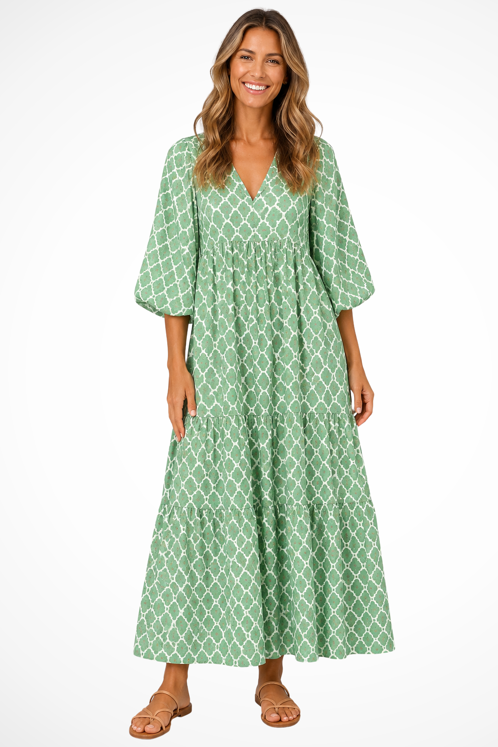 Imogen | Women V Neck Boho Tiered Maxi Summer Dress 0