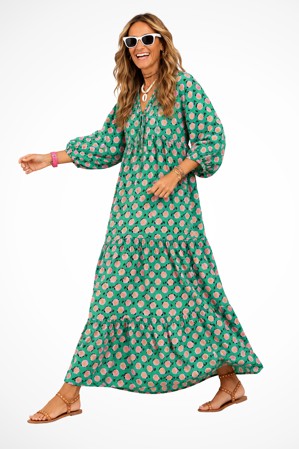 Imogen | Women V Neck Boho Tiered Maxi Summer Dress 3