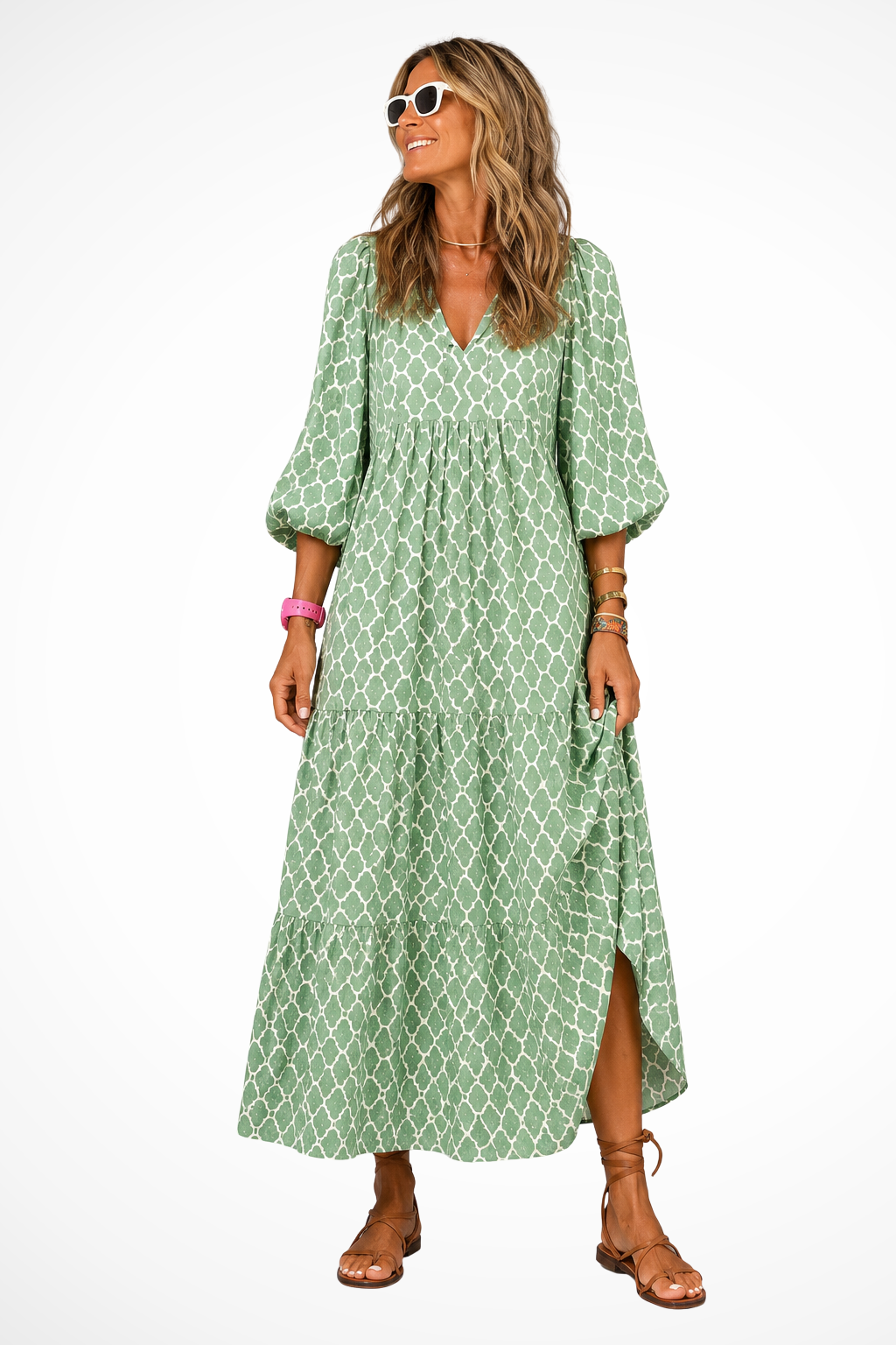 Imogen | Women V Neck Boho Tiered Maxi Summer Dress 4