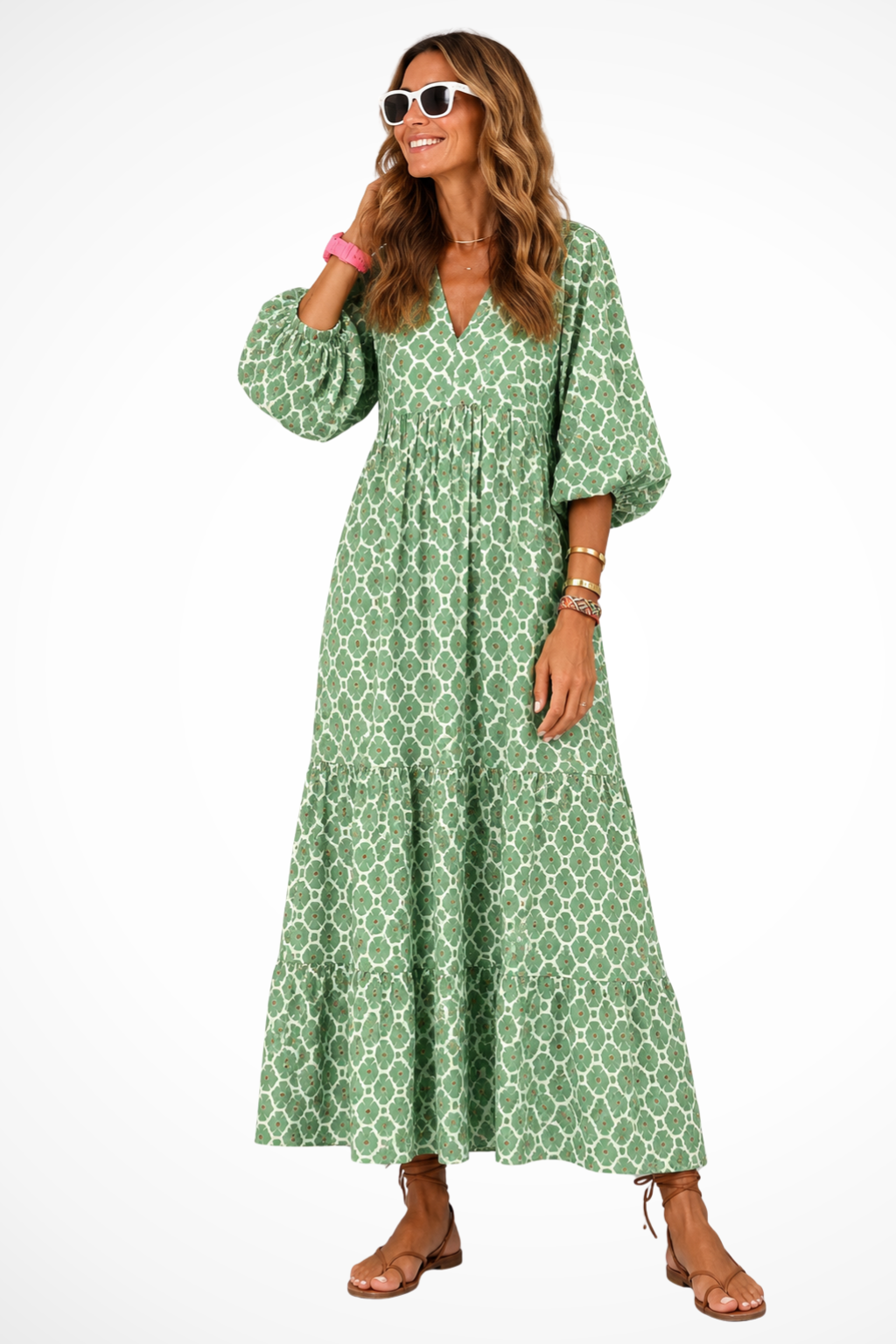 Imogen | Women V Neck Boho Tiered Maxi Summer Dress 5