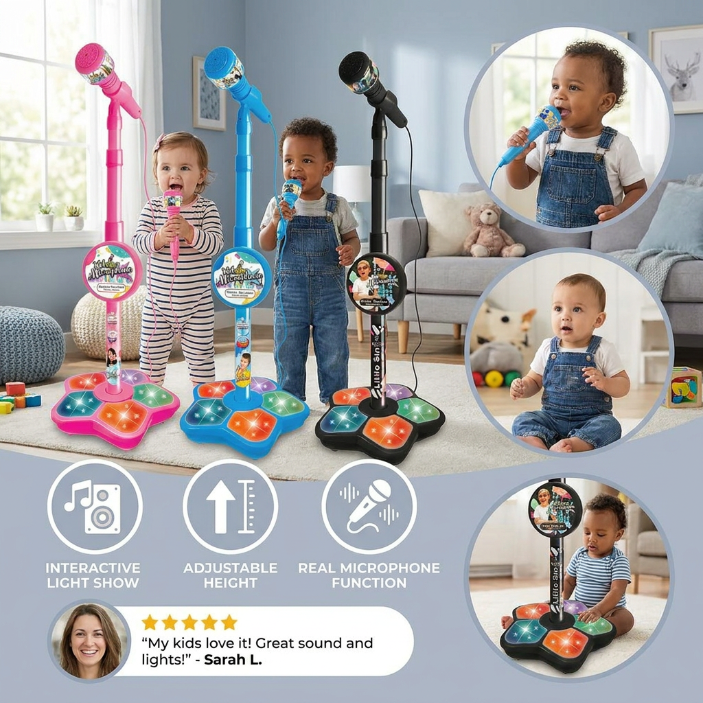 Kids Karaoke Machine with Microphone Stand – Singing Fun Set 3
