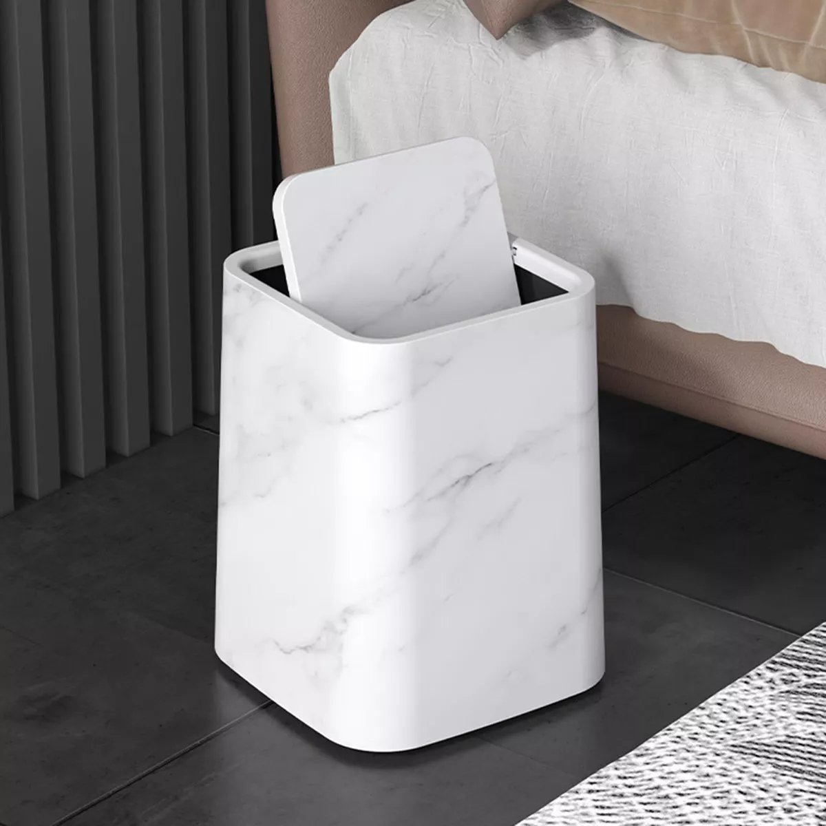 Marble Trash Can | Elegant Swivel Lid | Bowlift 2
