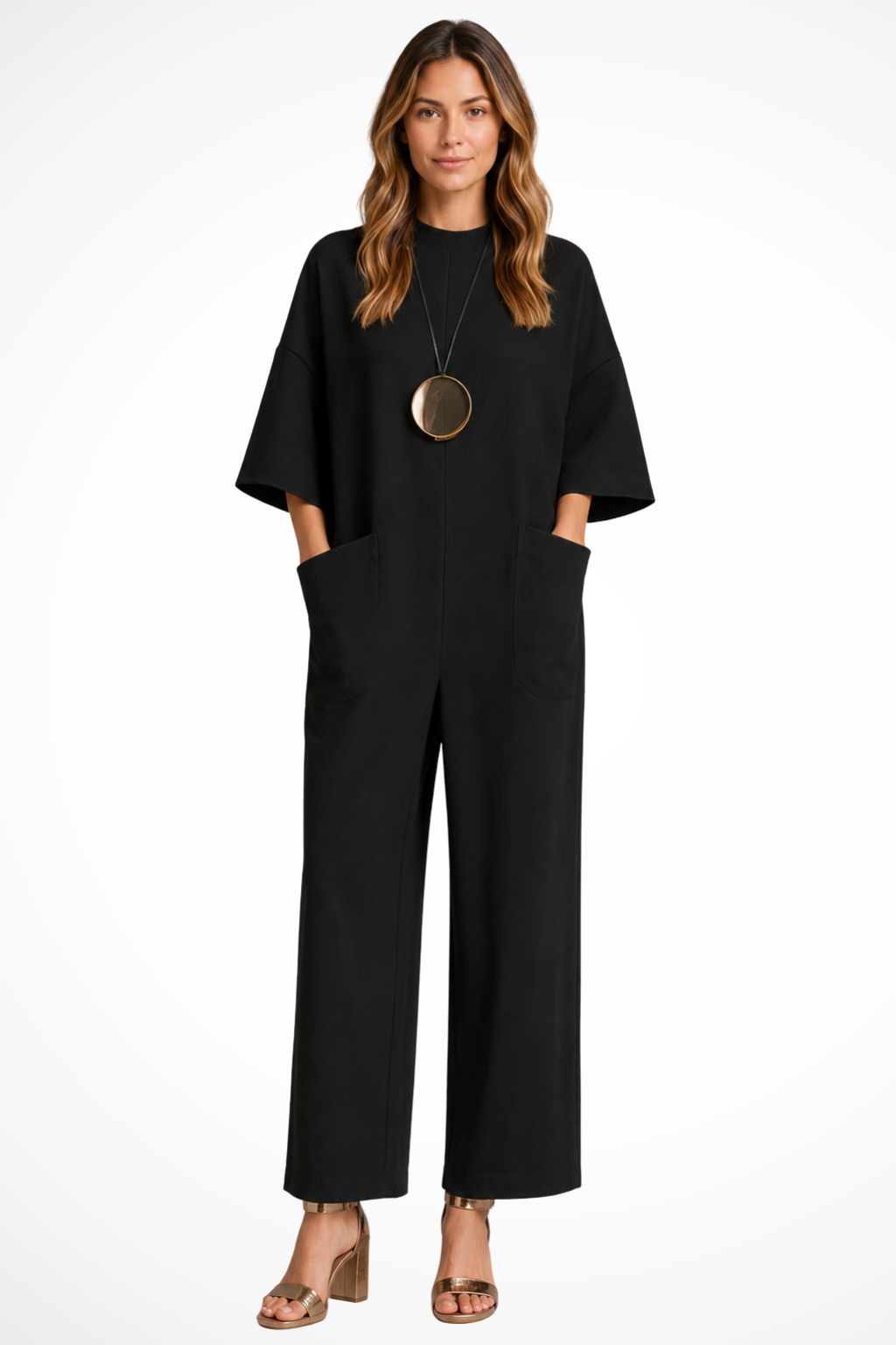 Marigold | Women Oversized Short Sleeve Wide Leg Wedding Guest Jumpsuit 1