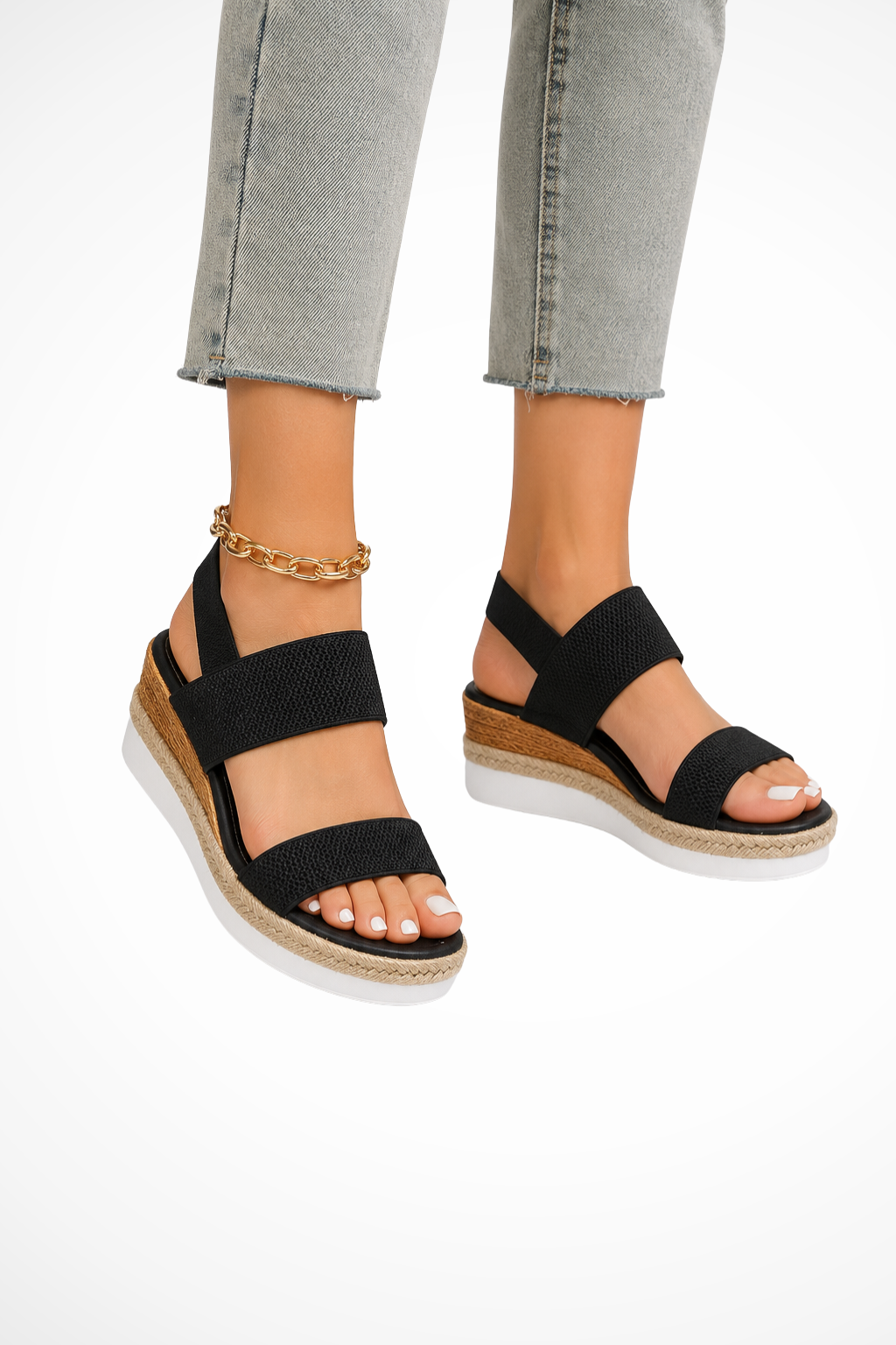 Matilda | Women Orthopedic Elastic Strap Espadrille Wedge Sandals 6