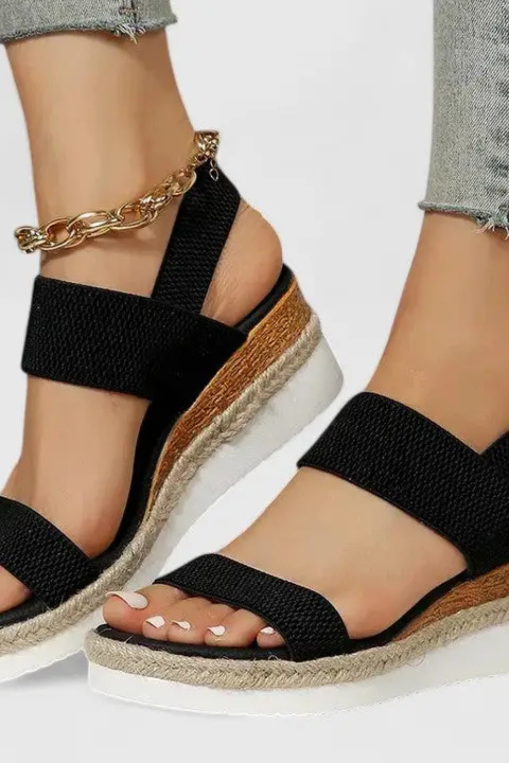Matilda | Women Orthopedic Elastic Strap Espadrille Wedge Sandals 7