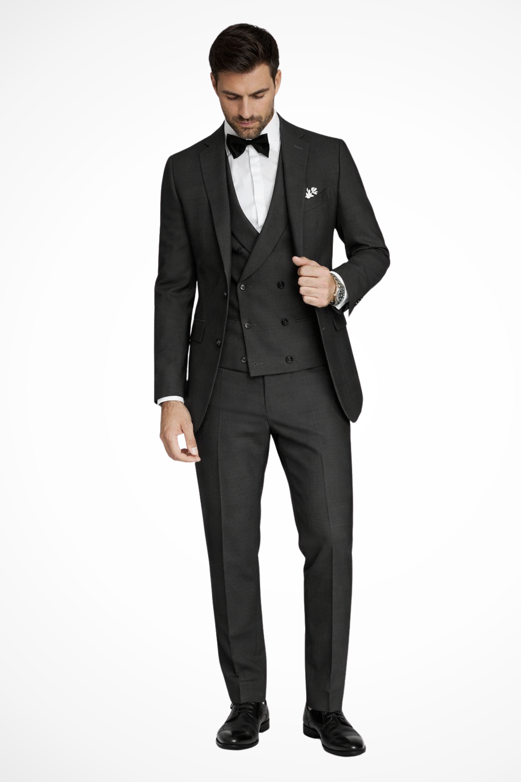 Men's Dark Green Tailored Three-Piece Suit | Elegant Formal Wedding Suit for Men 0