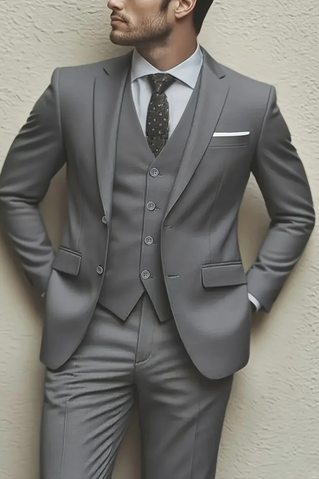 Men's Elegant Three-Piece Suit | Tailored Summer Wedding Attire 7