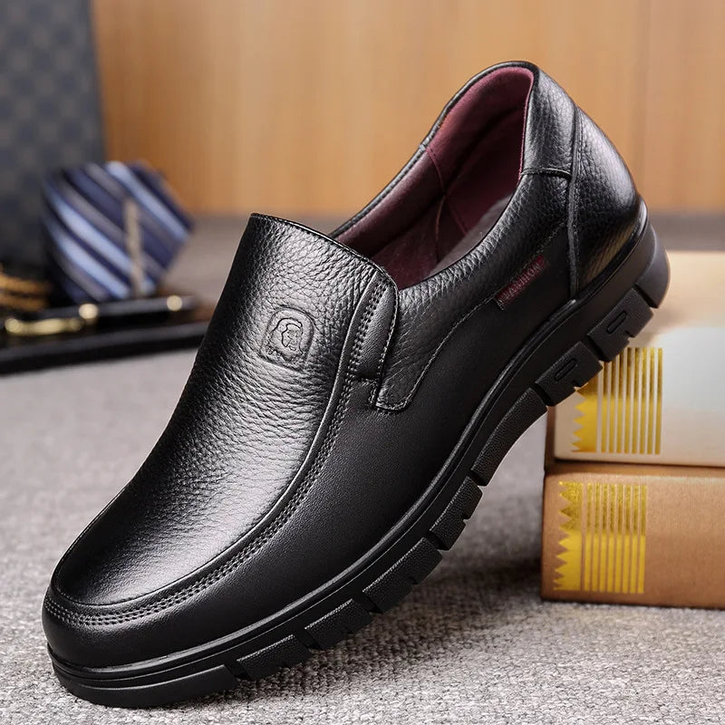 Mens Genuine Leather Brown Loafers | Comfortable Casual Slip-On Shoes 9