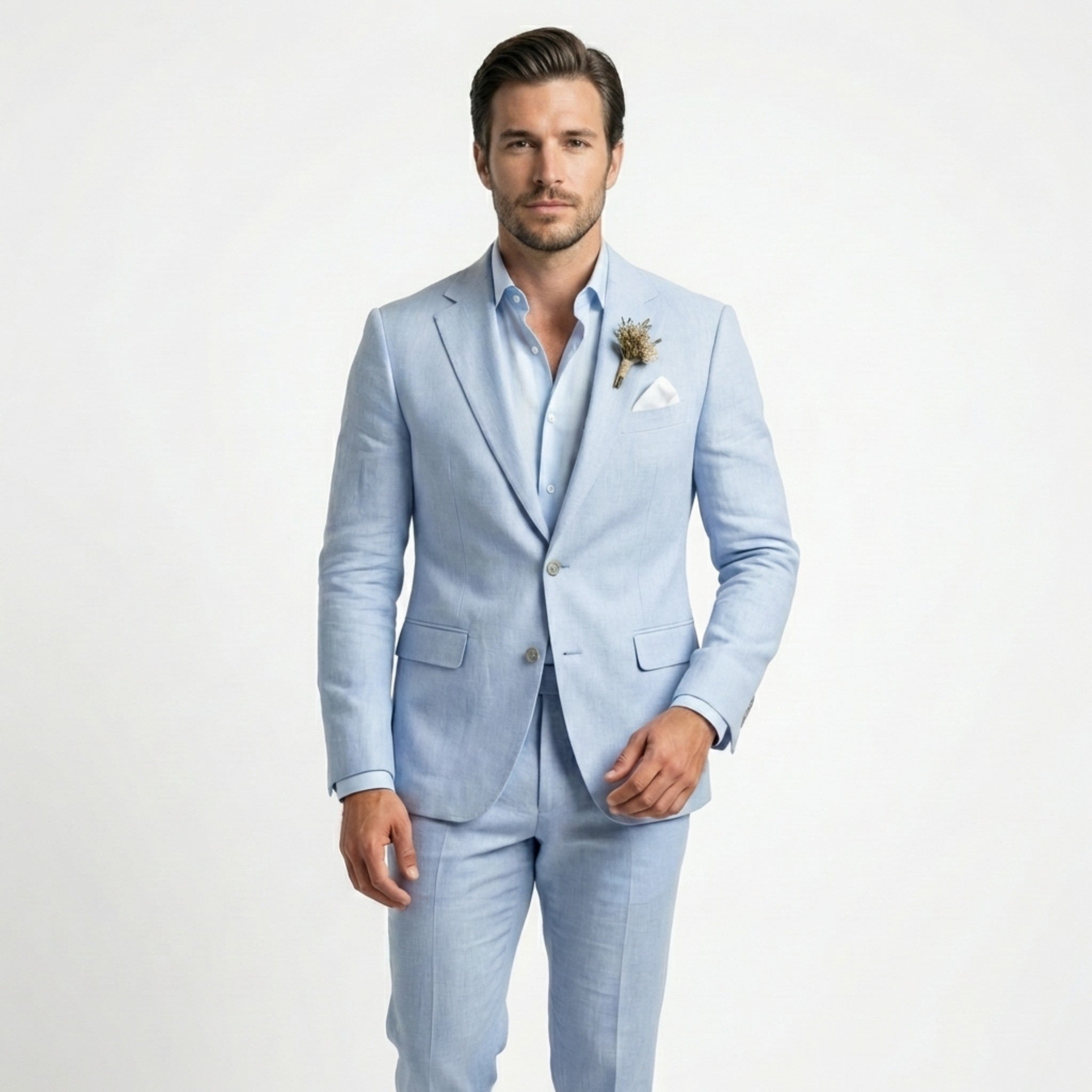 Men's Linen Blend Suit | Stylish Tailored Blazer and Trousers Set for Weddings and Formal Occasions 2