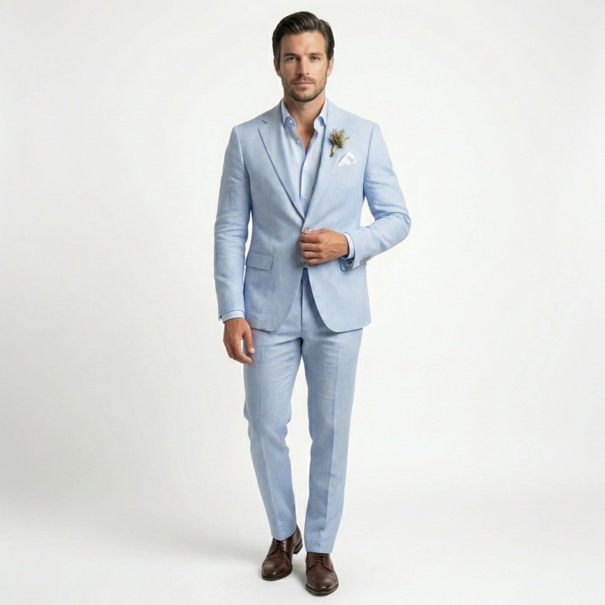 Men's Linen Blend Suit | Stylish Tailored Blazer and Trousers Set for Weddings and Formal Occasions 3
