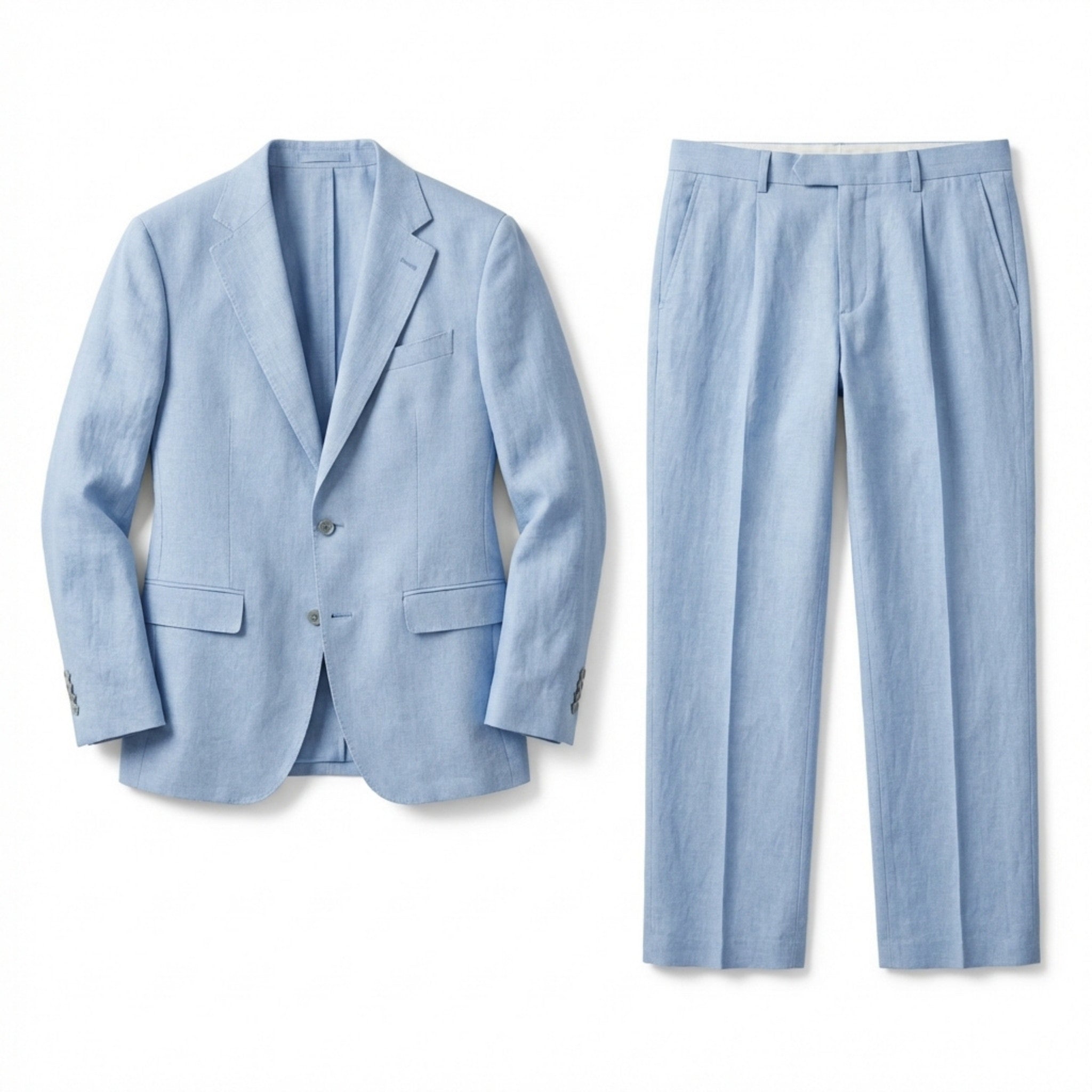 Men's Linen Blend Suit | Stylish Tailored Blazer and Trousers Set for Weddings and Formal Occasions 4