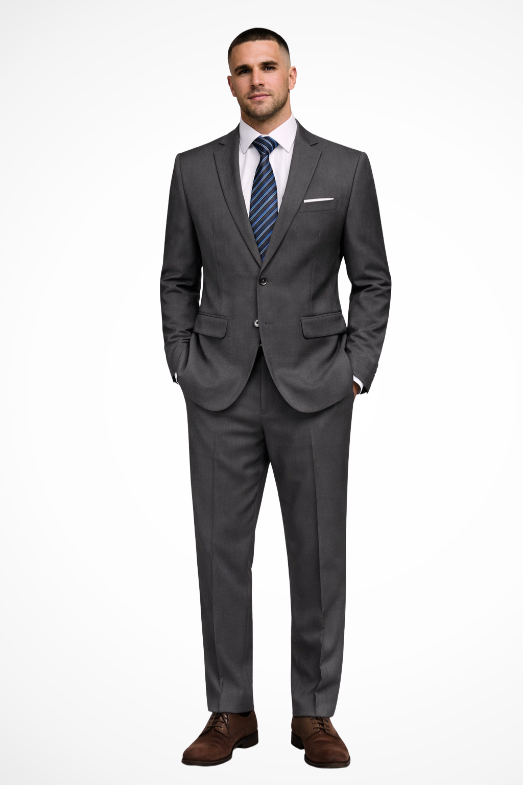 Mens Tailored Fabric Wedding Suit | Elegant Notch Lapel Blazer and Slim-Fit Trousers 2