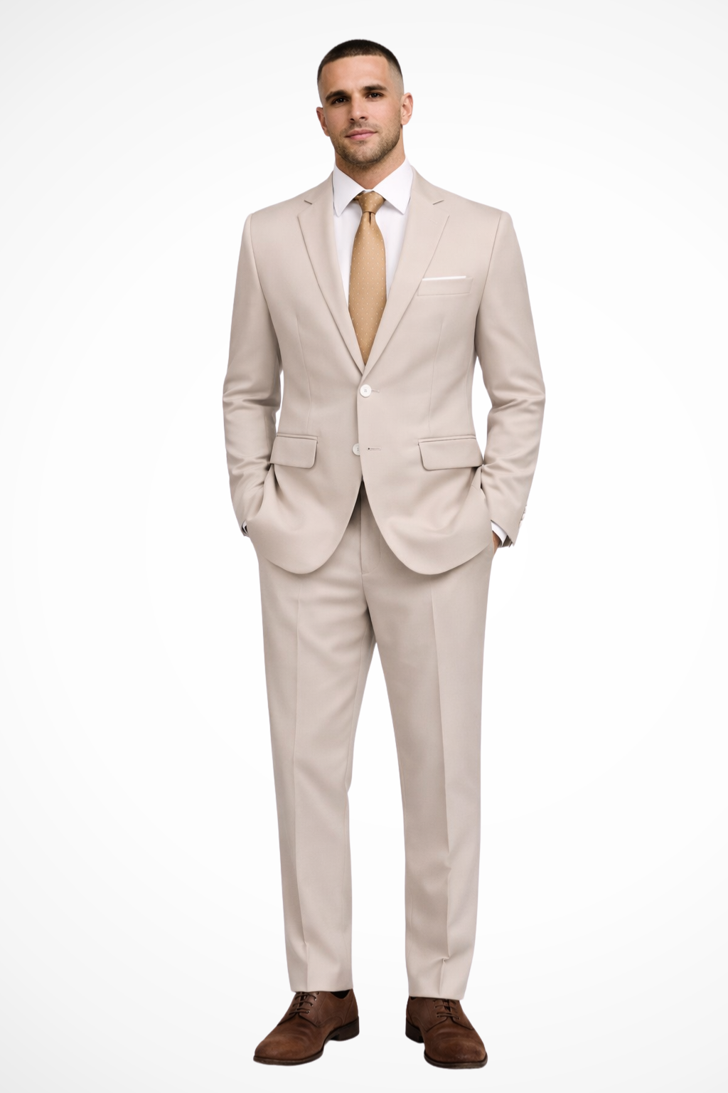 Mens Tailored Fabric Wedding Suit | Elegant Notch Lapel Blazer and Slim-Fit Trousers 7