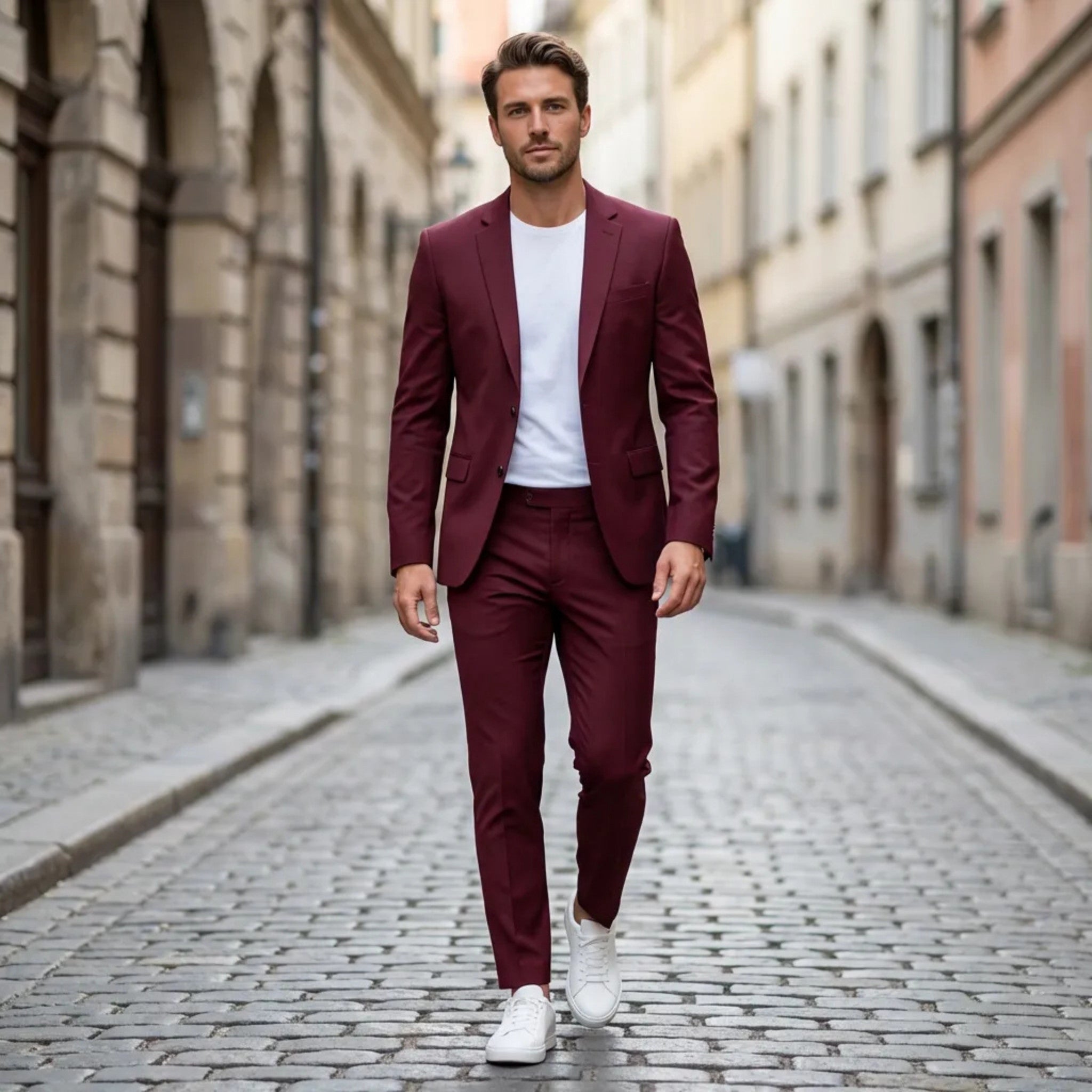 Mens Tailored Woven Suit Set | Classic Formal Black Suit Jacket and Trousers 3