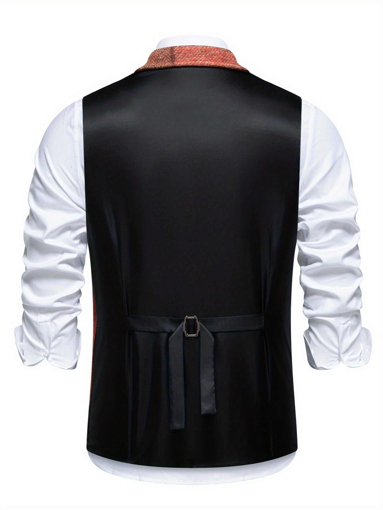Men's Tweed Spike Pattern Vest | Structured Tailored Fit for Formal Occasions 7