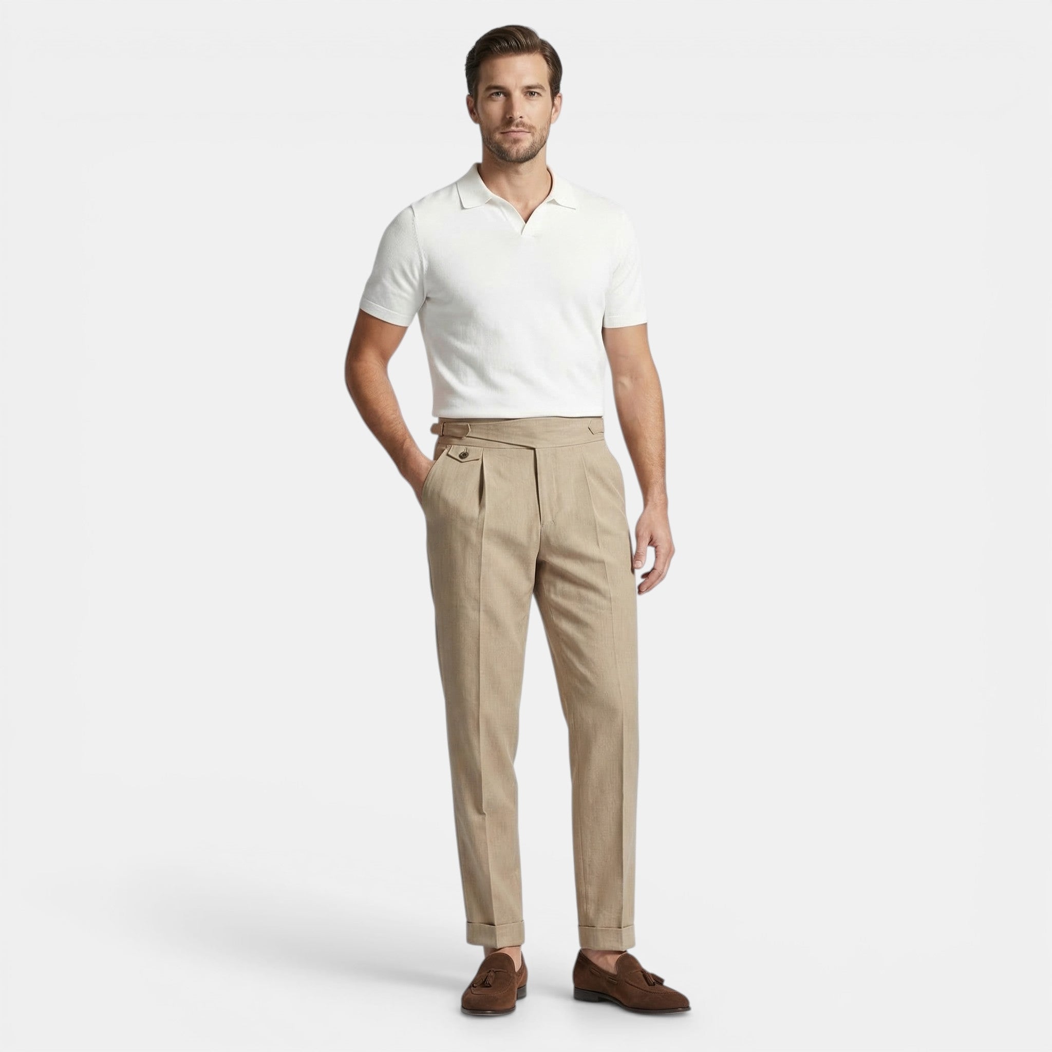 Men's Woven Cropped Suit Pants | Stylish Mid Waist Dress Trousers for All Seasons 1