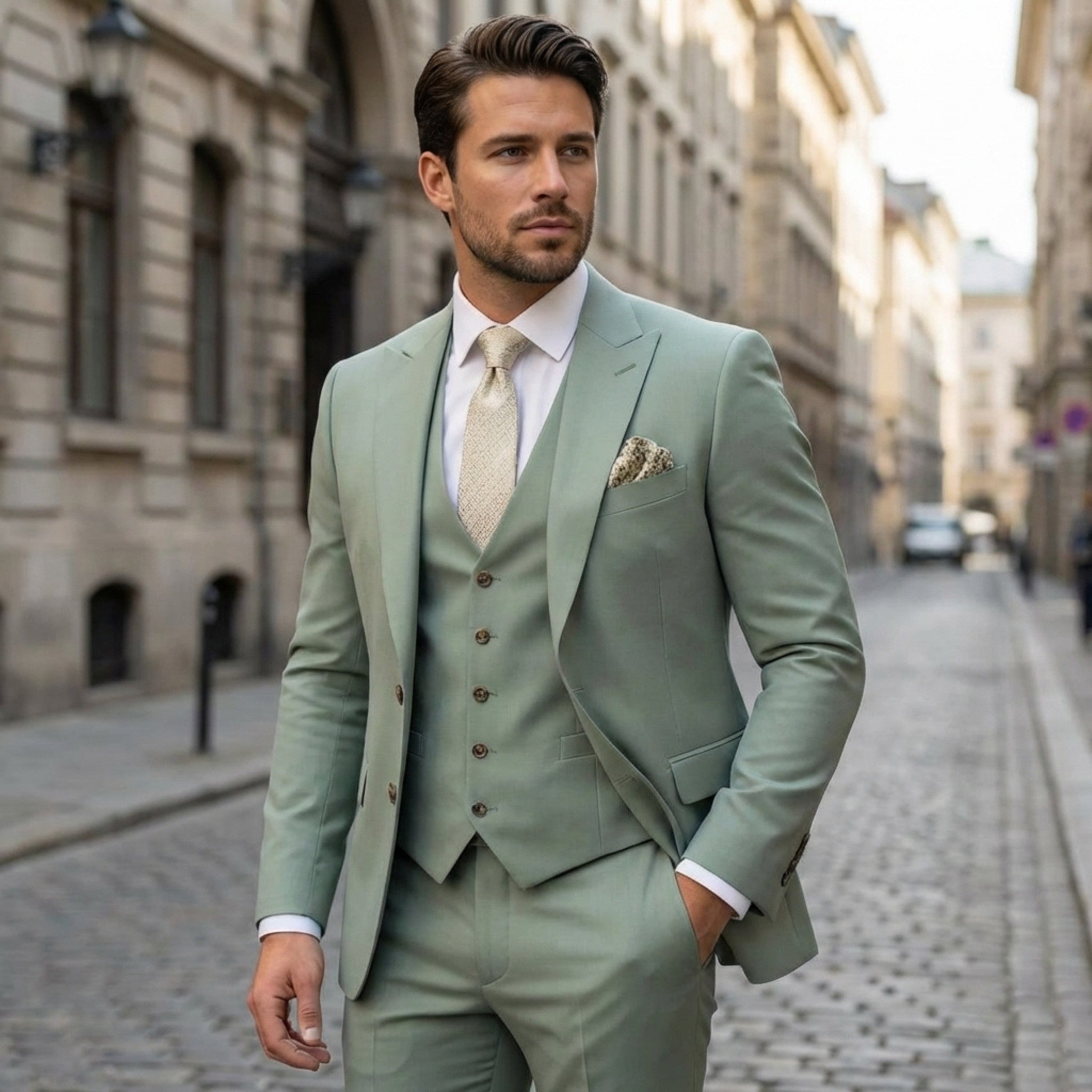 Men's Woven Fabric 3-Piece Suit | Elegant Single Breasted Wedding Attire 1