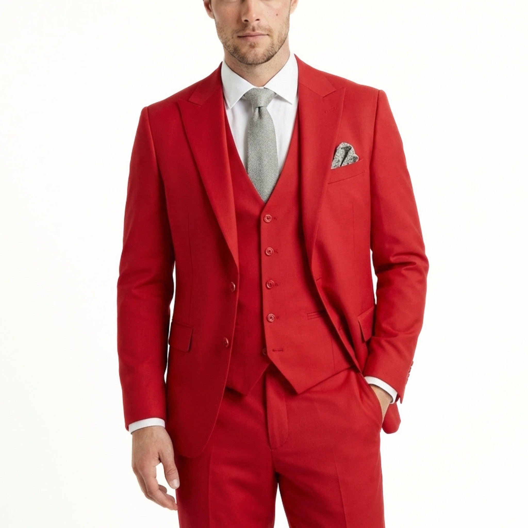 Men's Woven Fabric 3-Piece Suit | Elegant Single Breasted Wedding Attire 10