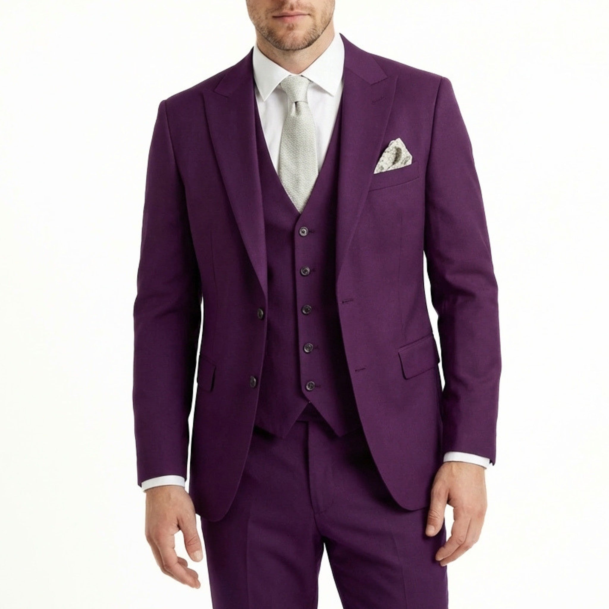 Men's Woven Fabric 3-Piece Suit | Elegant Single Breasted Wedding Attire 13