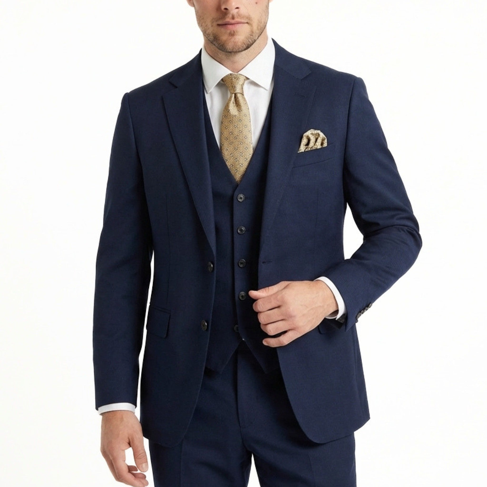 Men's Woven Fabric 3-Piece Suit | Elegant Single Breasted Wedding Attire 15