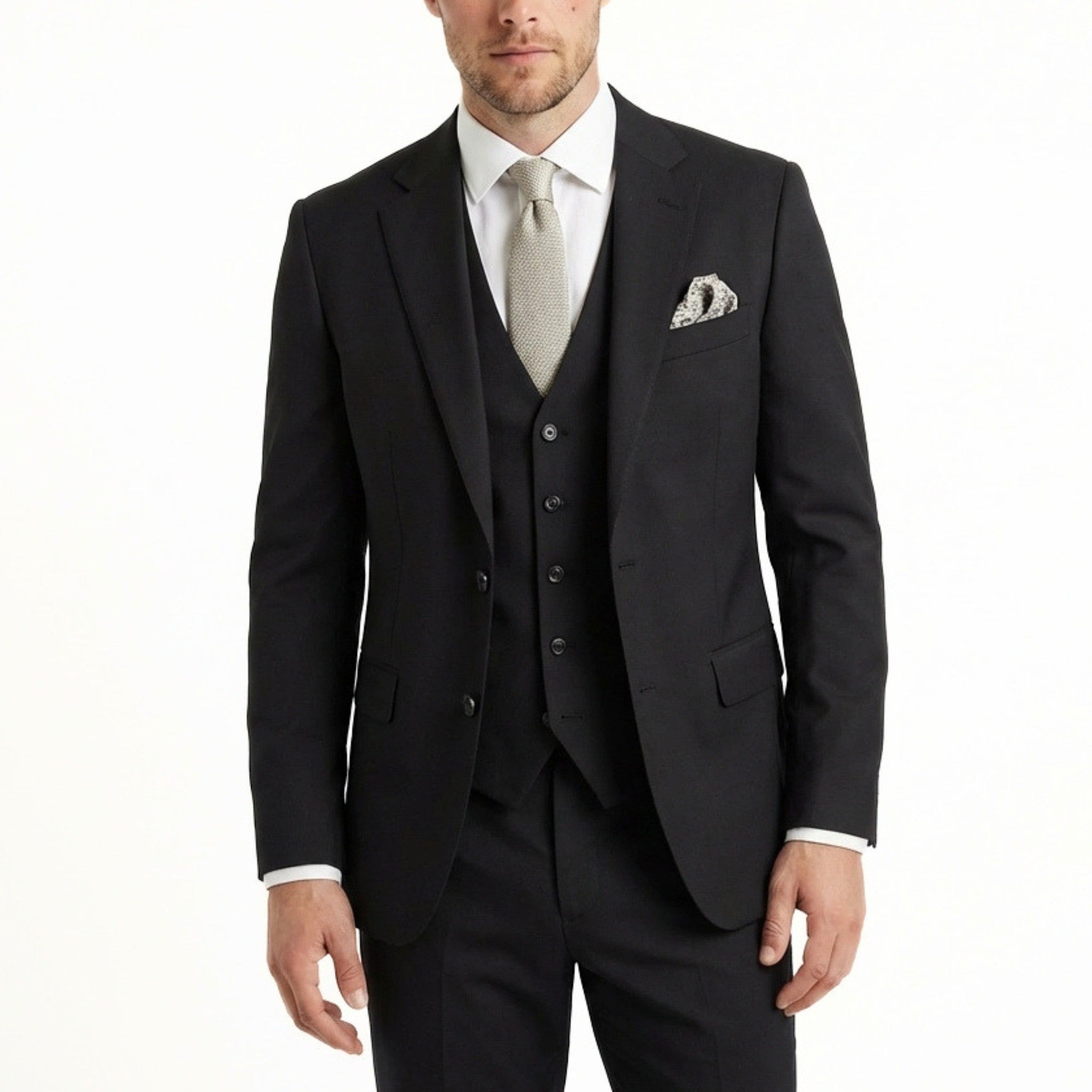 Men's Woven Fabric 3-Piece Suit | Elegant Single Breasted Wedding Attire 17