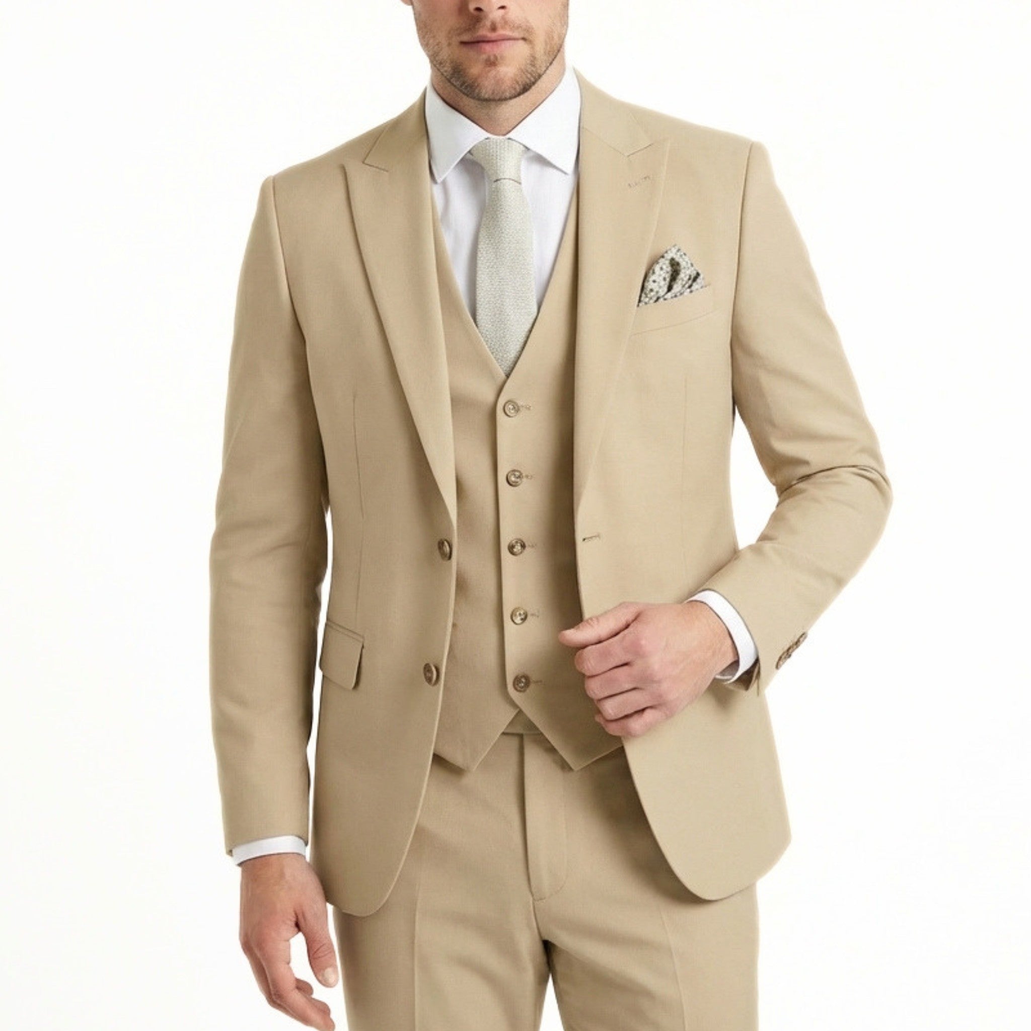 Men's Woven Fabric 3-Piece Suit | Elegant Single Breasted Wedding Attire 18
