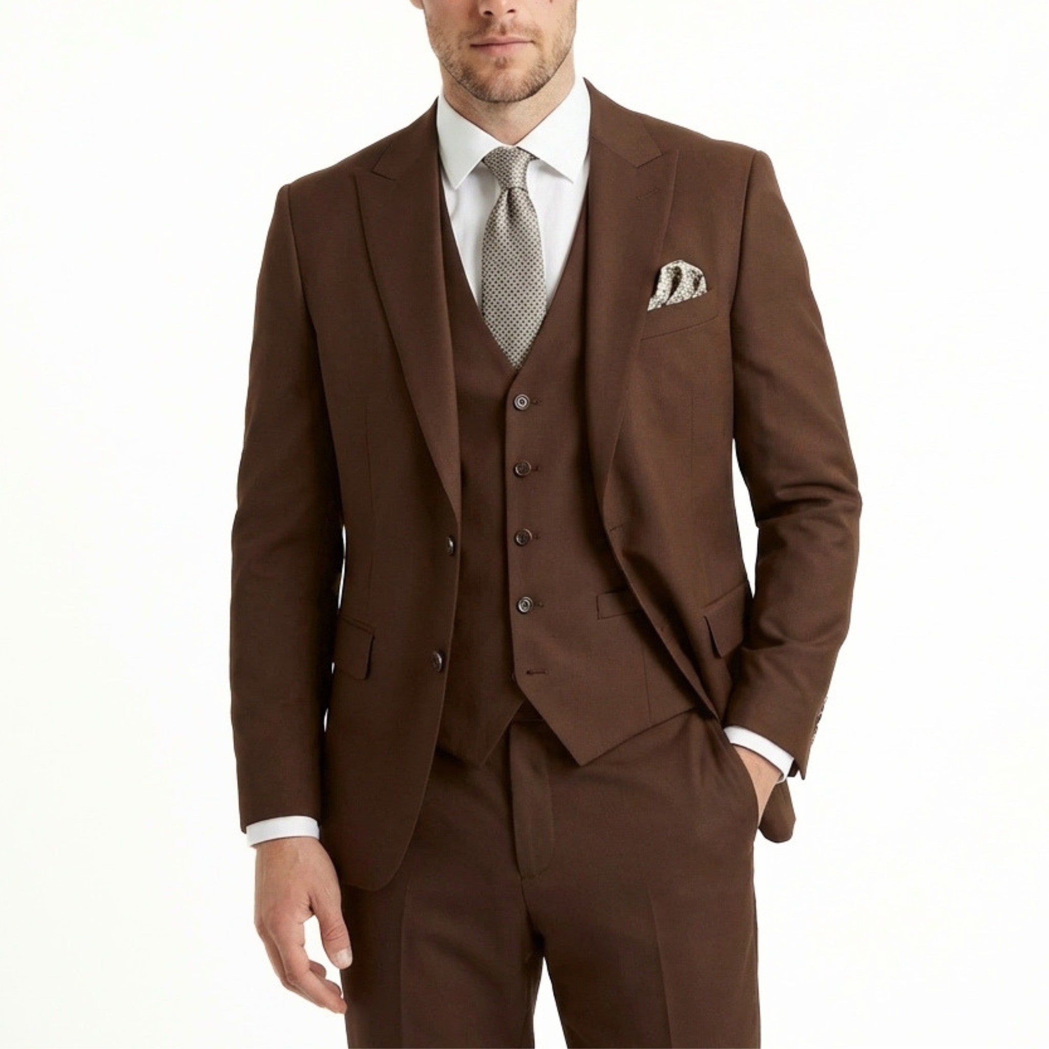 Men's Woven Fabric 3-Piece Suit | Elegant Single Breasted Wedding Attire 2