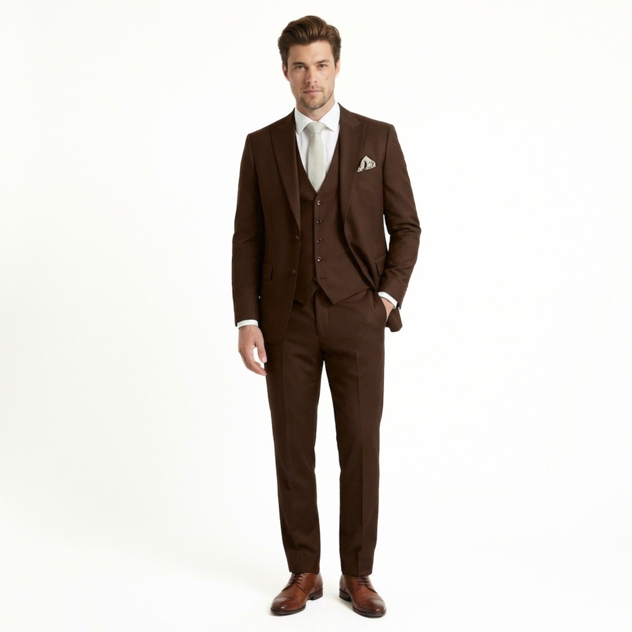 Men's Woven Fabric 3-Piece Suit | Elegant Single Breasted Wedding Attire 3