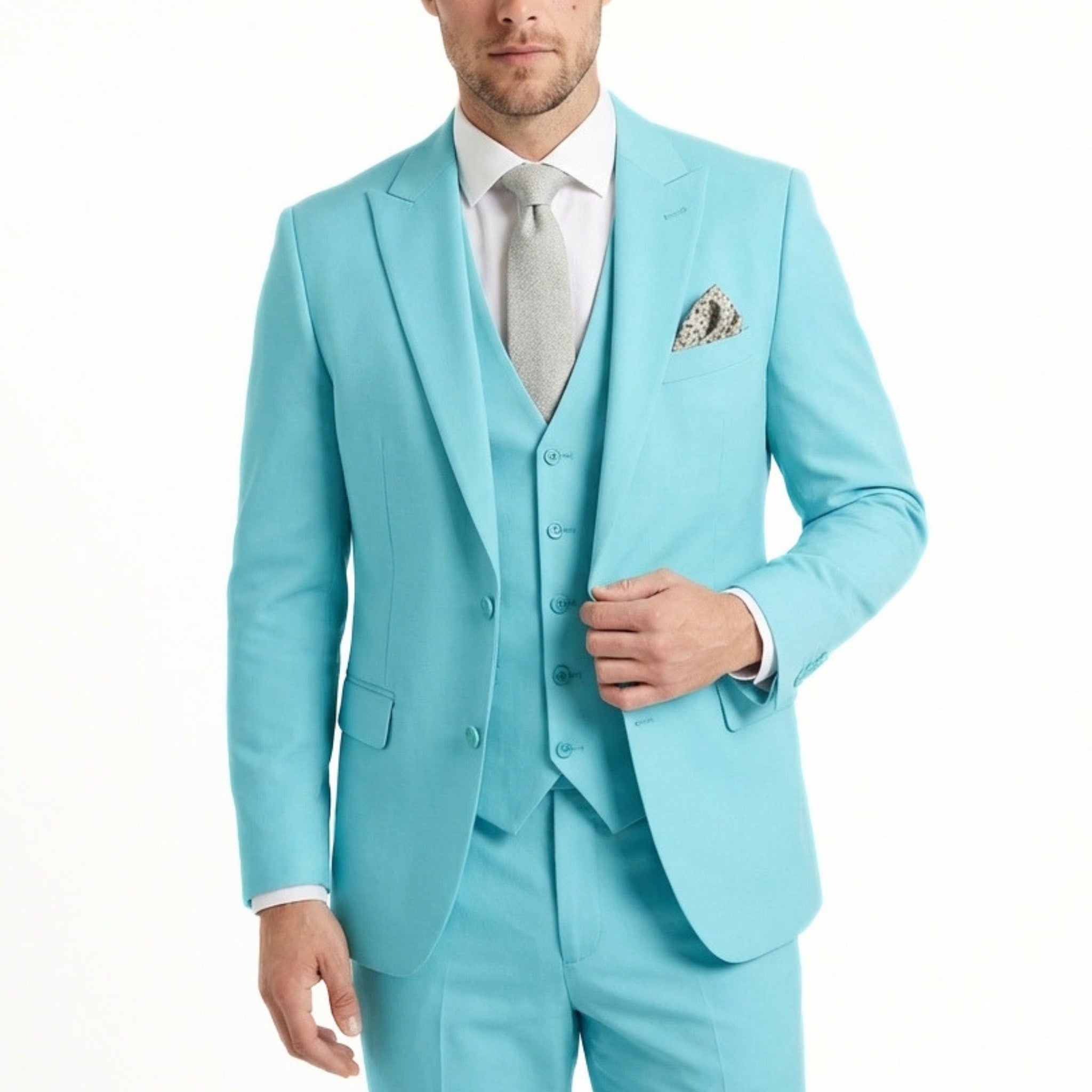 Men's Woven Fabric 3-Piece Suit | Elegant Single Breasted Wedding Attire 4