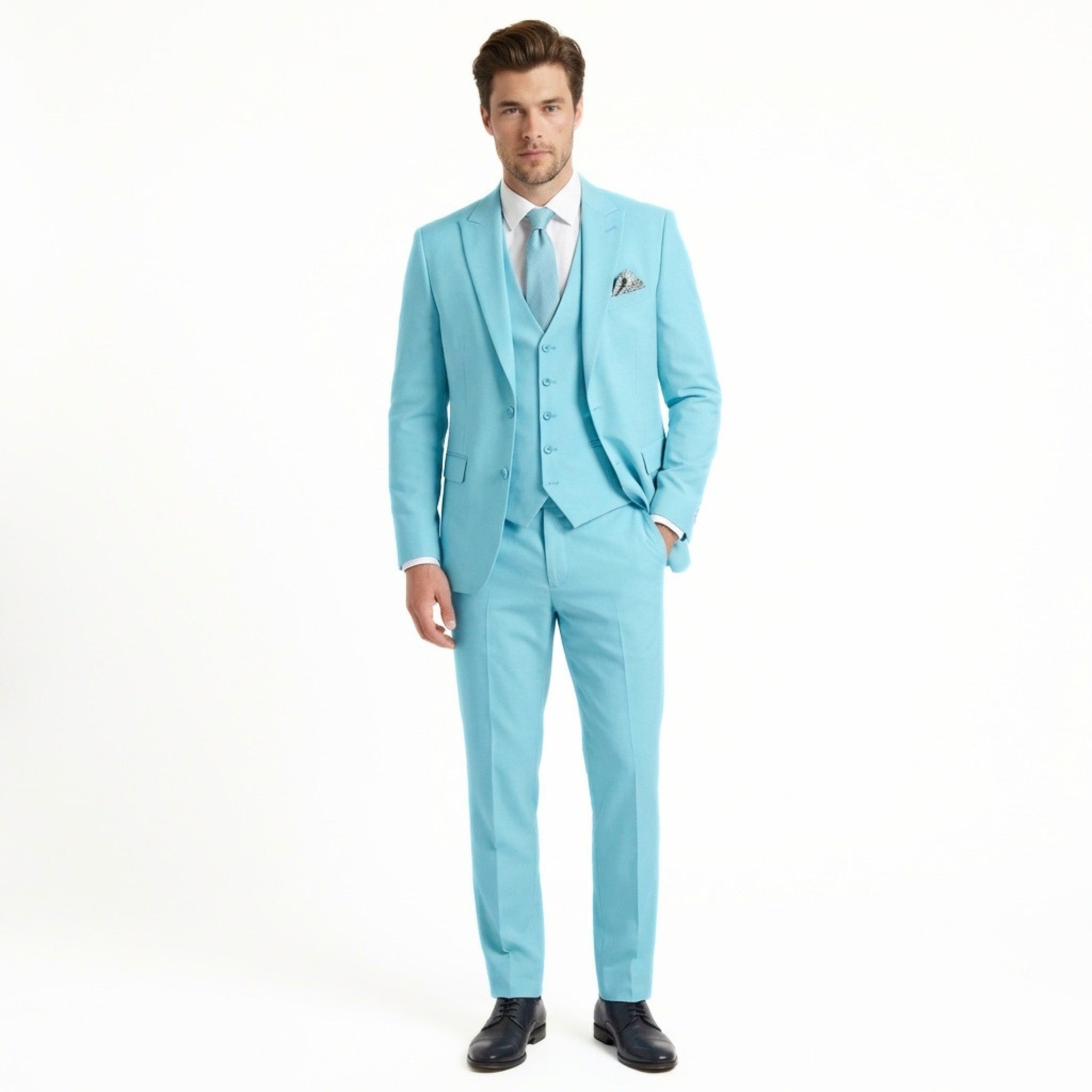 Men's Woven Fabric 3-Piece Suit | Elegant Single Breasted Wedding Attire 5