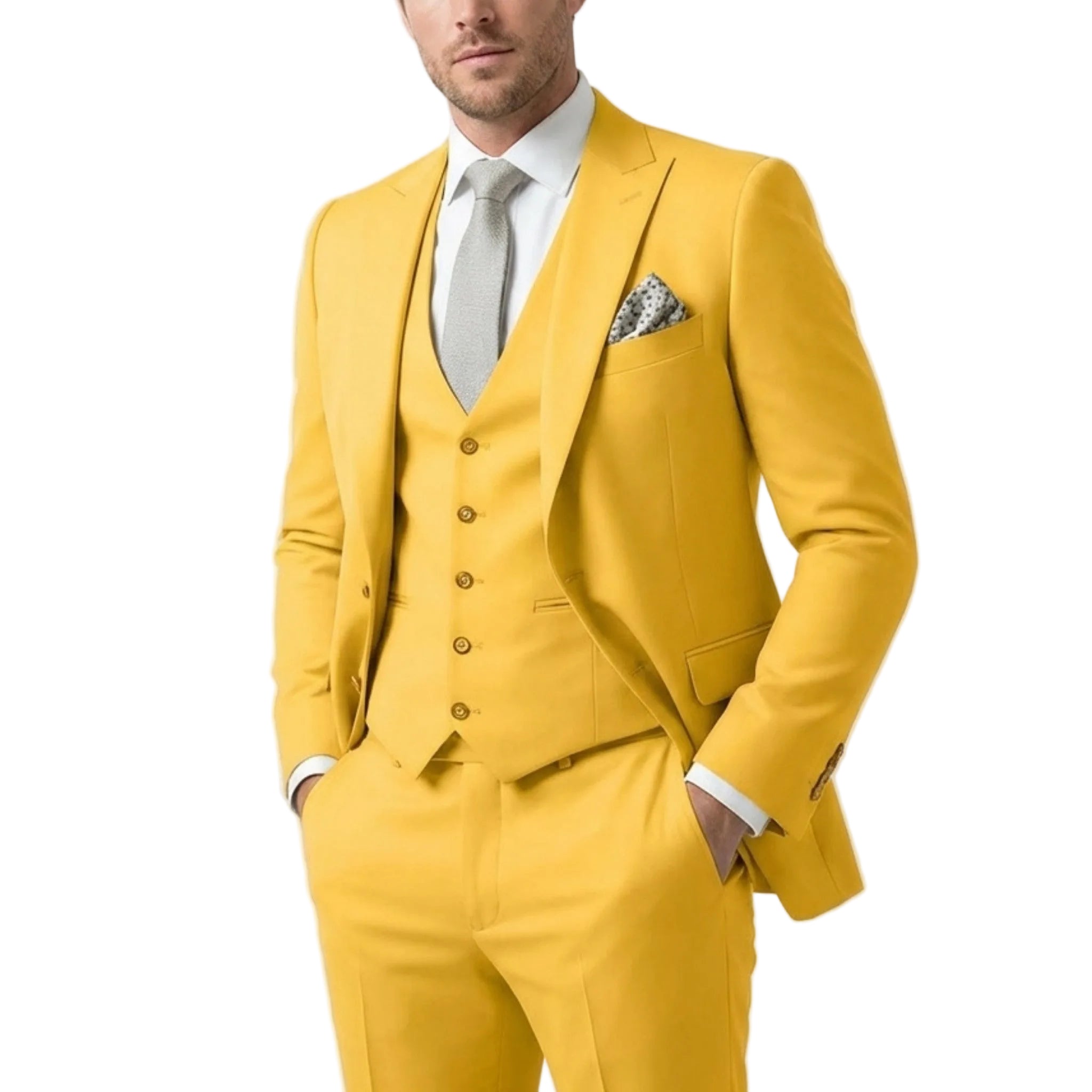Men's Woven Fabric 3-Piece Suit | Elegant Single Breasted Wedding Attire 6