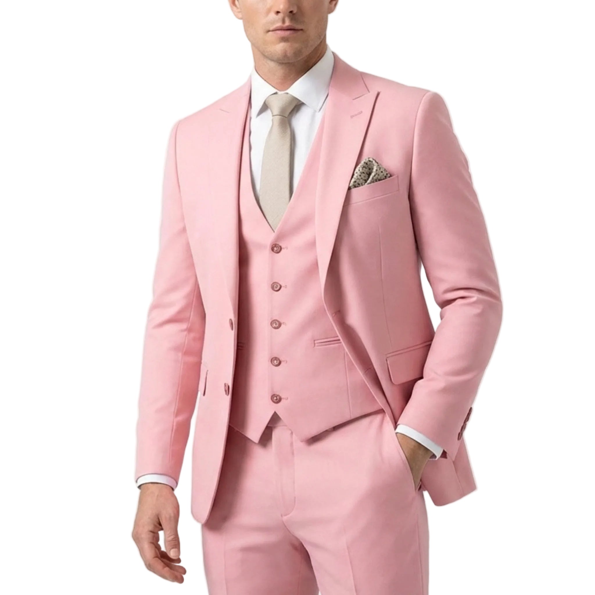Men's Woven Fabric 3-Piece Suit | Elegant Single Breasted Wedding Attire 9