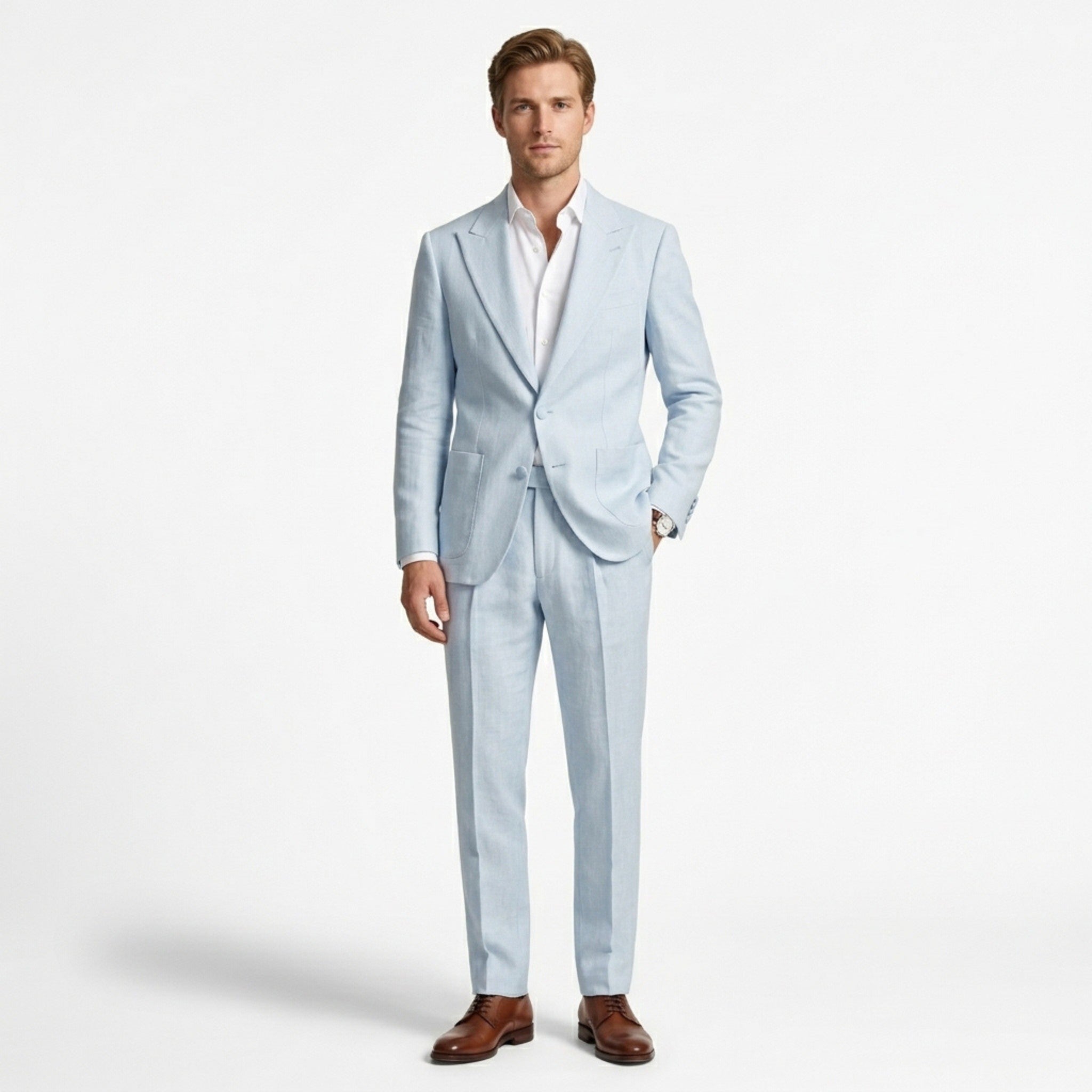 Men's Woven Fabric Two-Piece Suit | Tailored Black Wedding Suit Set for Formal Occasions 1