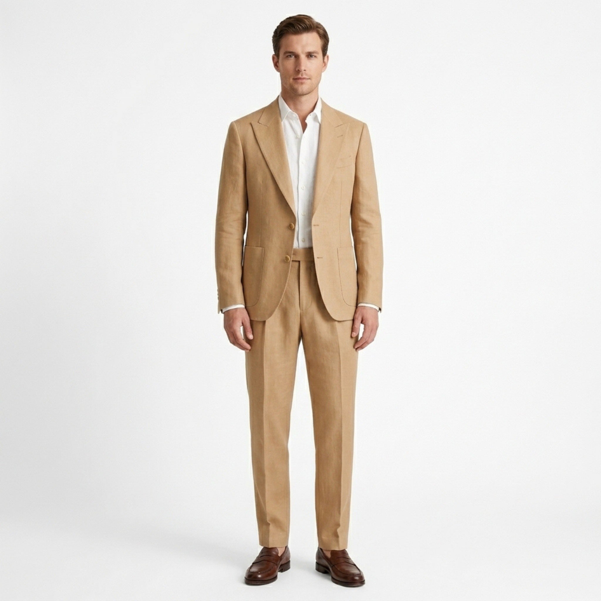Mens Woven Fabric Two-Piece Suit | Tailored Black Wedding Suit Set for Formal Occasions 4
