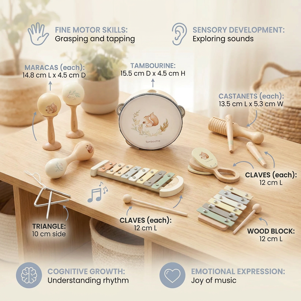 Montessori Wooden Musical Instruments Set for Babies – Sensory Learning Toy 5