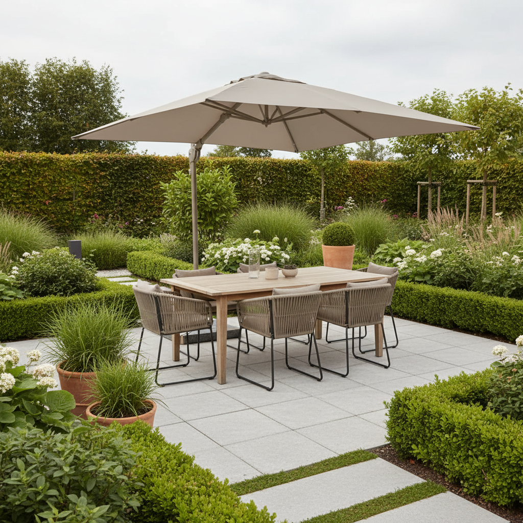 Outdoor Cantilever Garden Parasol with Base Weights | Square Patio Umbrella 0