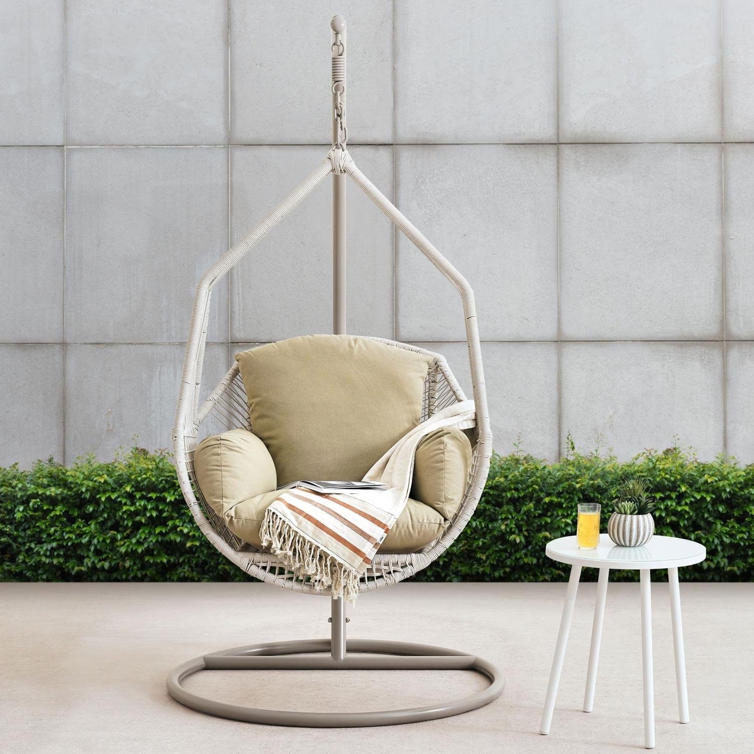 Outdoor Hanging Egg Chair with Stand | Freestanding Garden Swing Chair 1