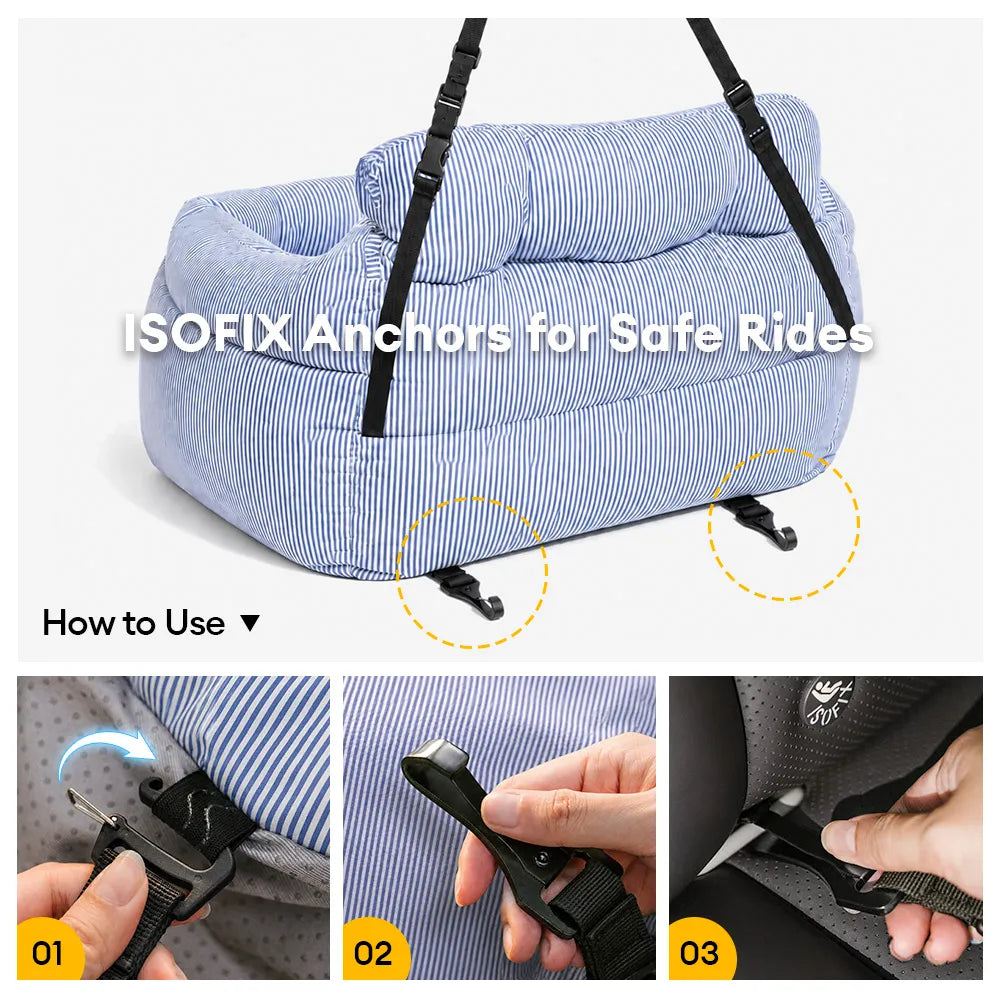 Portable ISOFIX Dog Car Seat Bed with LATCH System 1