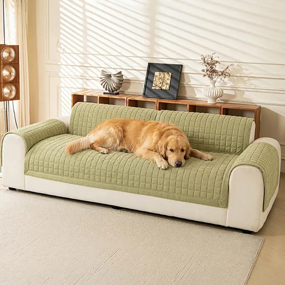 Quilted Square Simple Comfortable Sofa Protector Non-Slip Couch Cover 4
